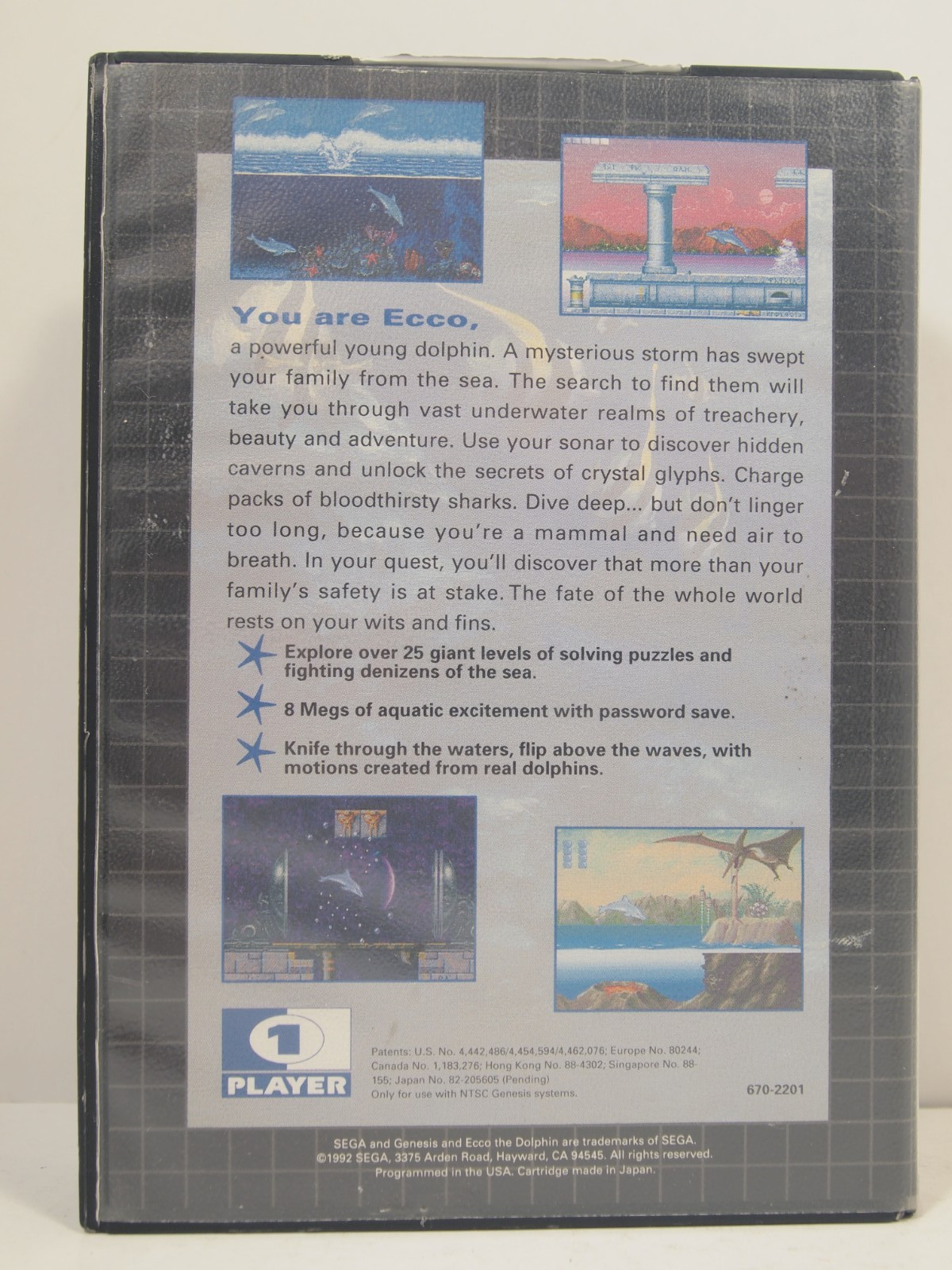 Ecco The Dolphin Case (SEGA Genesis) Authentic BOX ONLY