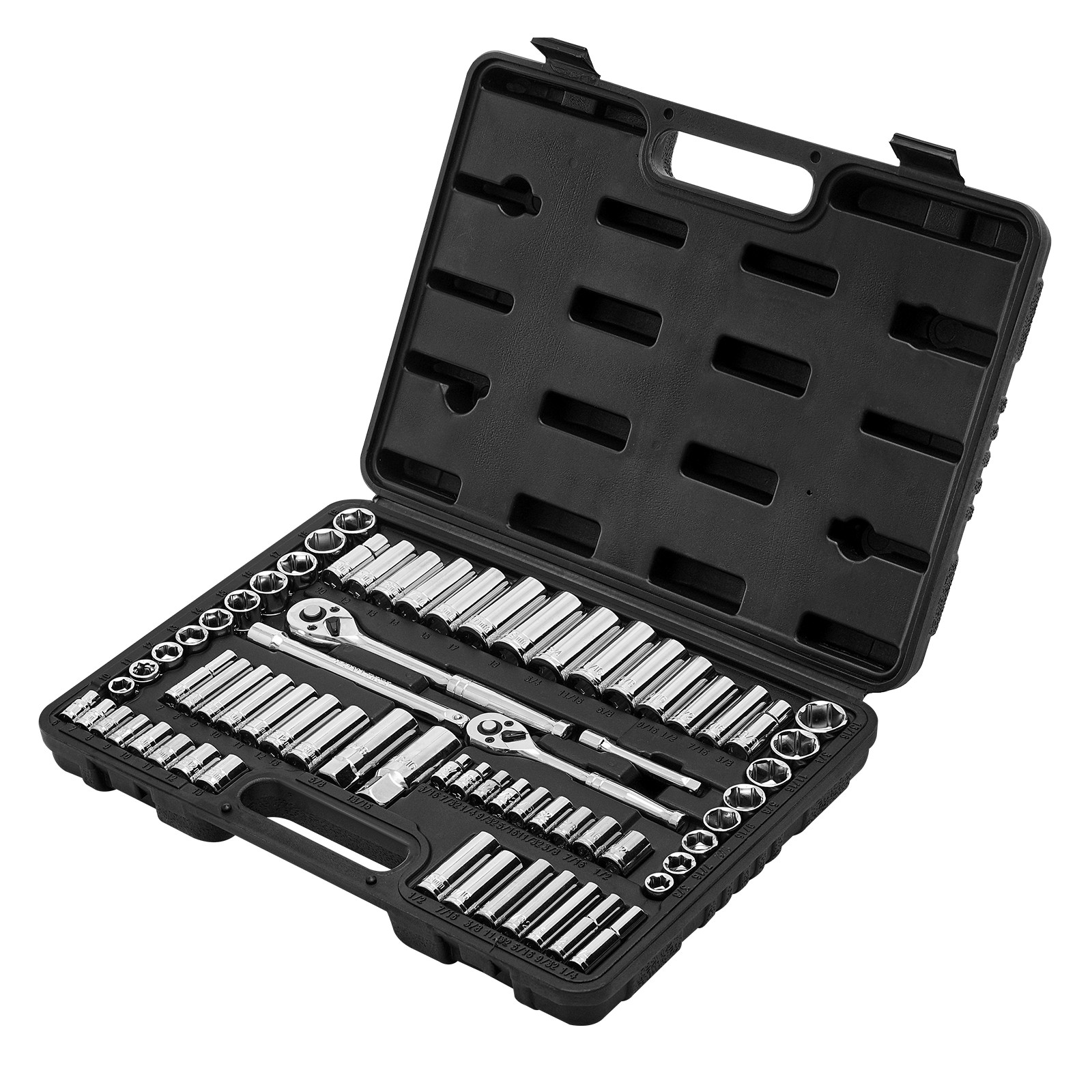 Uimoso 69-Piece Socket and Ratchet Set for 3/8 & 1/4 in Drive Auto Repairs