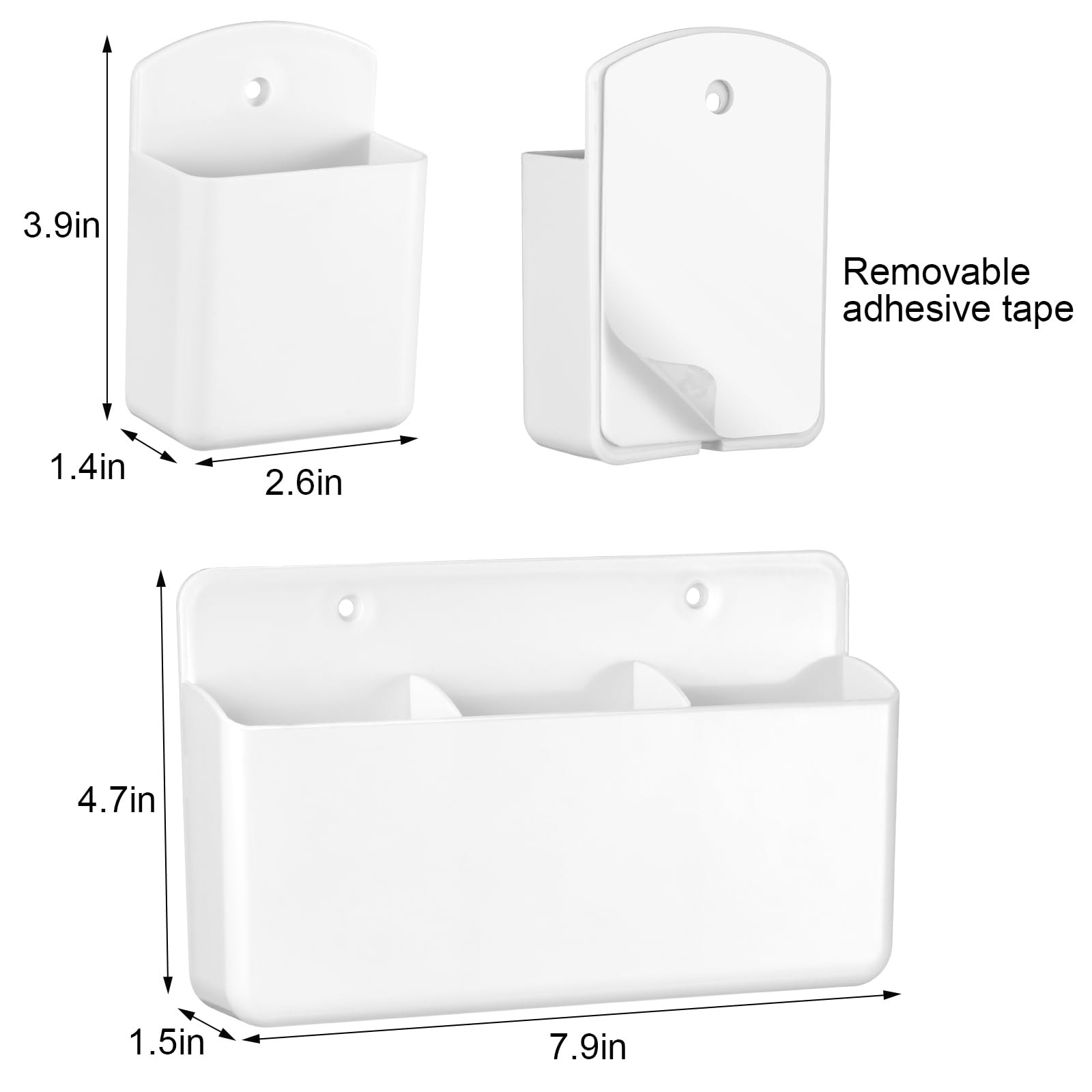 8 PCS Universal Remote Control Holder Wall Mount Stick On Organizer White