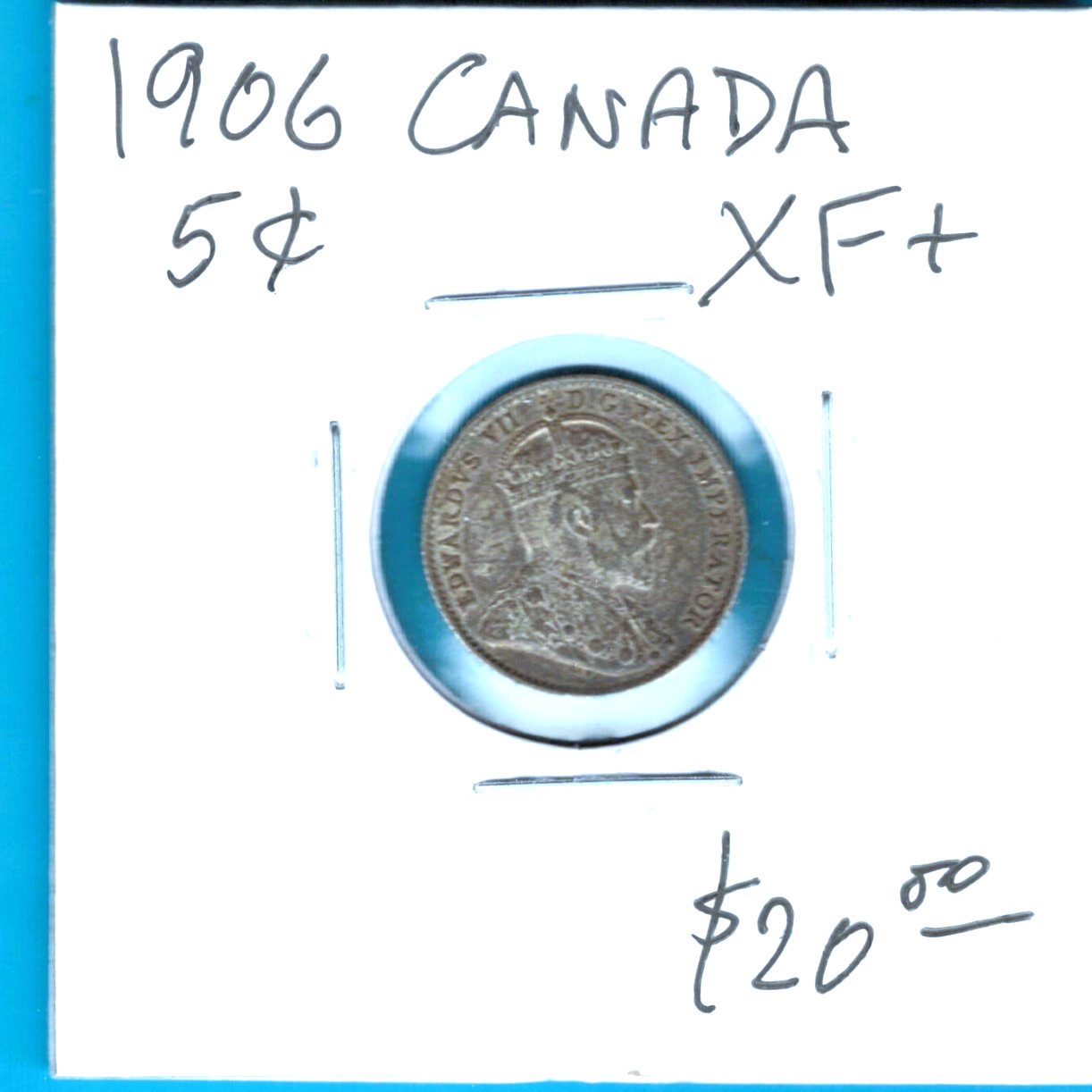 CANADA - BEAUTIFUL HISTORICAL EDWARD VII  SILVER 5 CENTS, 1906 ,  KM# 13