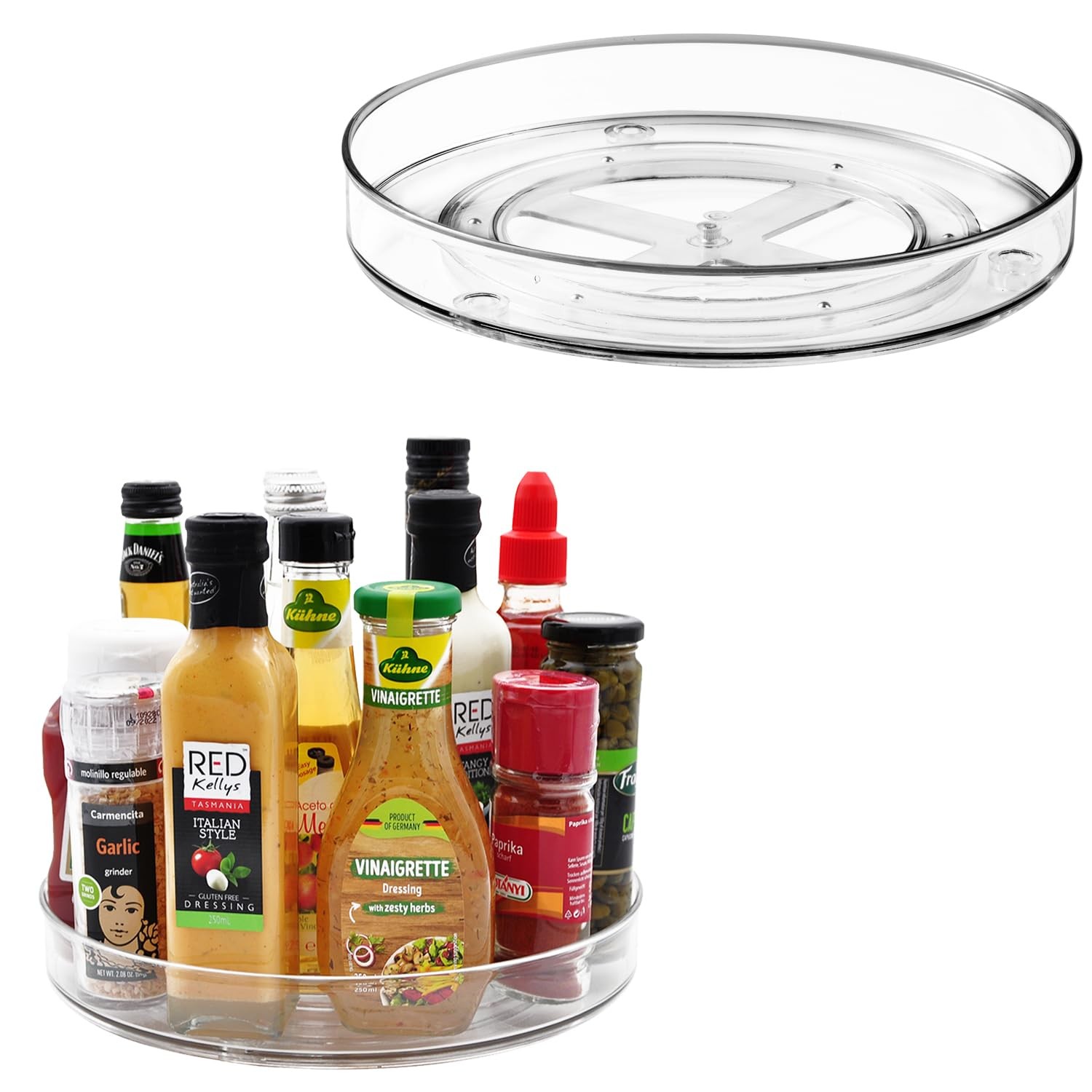 11" 2 Pack Lazy Susan Organizer, Non-Skid Rotating Turntable Spice Rack for C...
