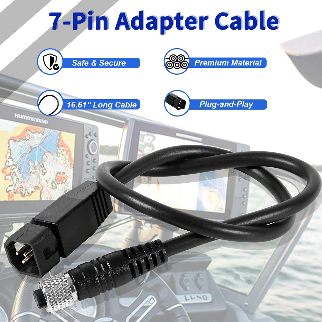 For Minn Kota MKR-US2-8 Humminbird 7-Pin US2 Transducer Adapter Cable 1852068