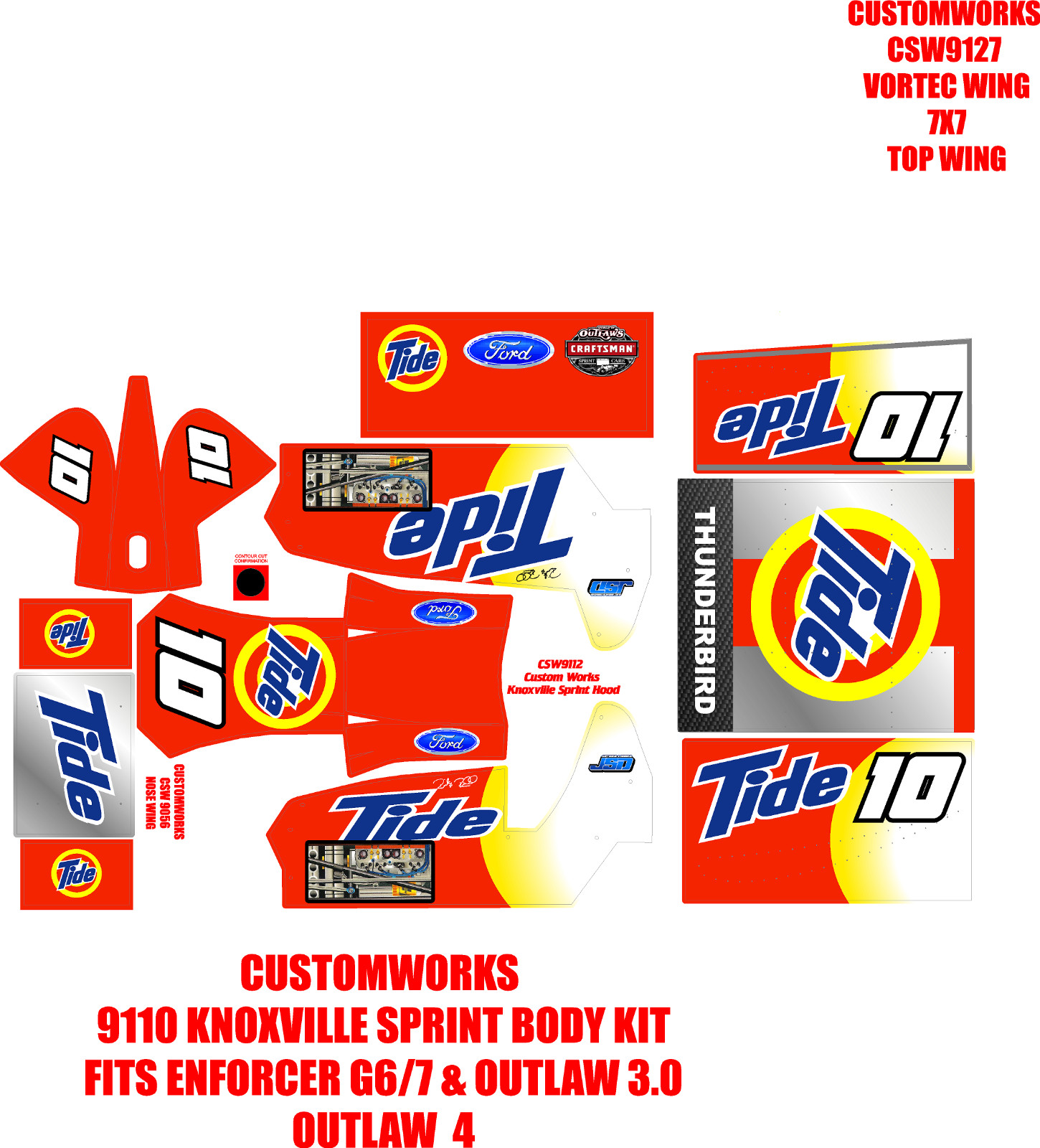 CUSTOMWORKS KNOXVILLE  SPRINT CAR 9110 Ricky Rudd tide  THEME WRAP KIT