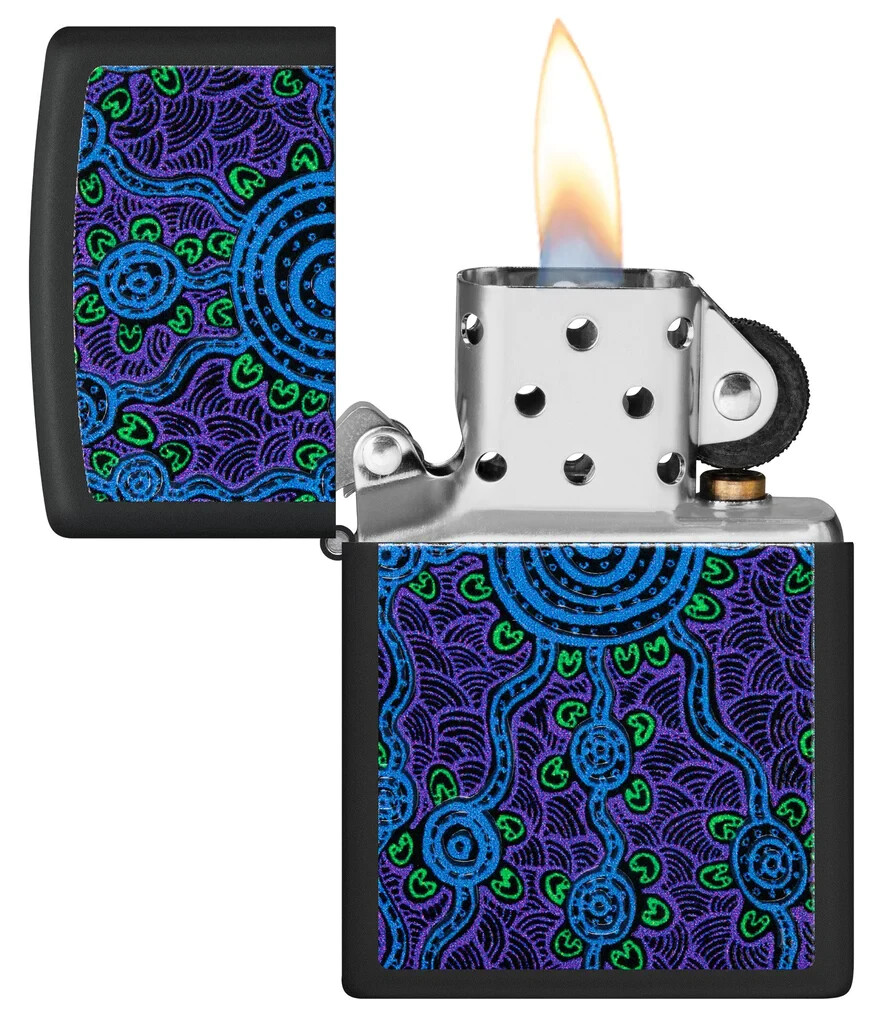 Zippo 48625, John Gumbula Design, Blacklight Process, Black Matte Lighter