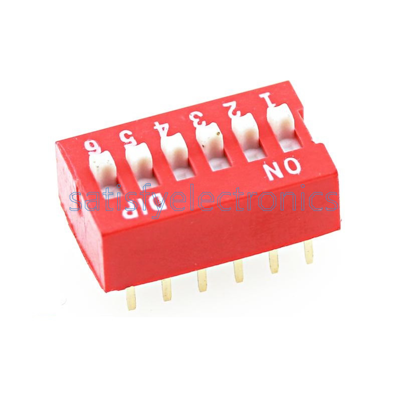 10PCS Slide Type Switch Module 2.54mm 6-Bit 6 Position Way DIP Red Pitch
