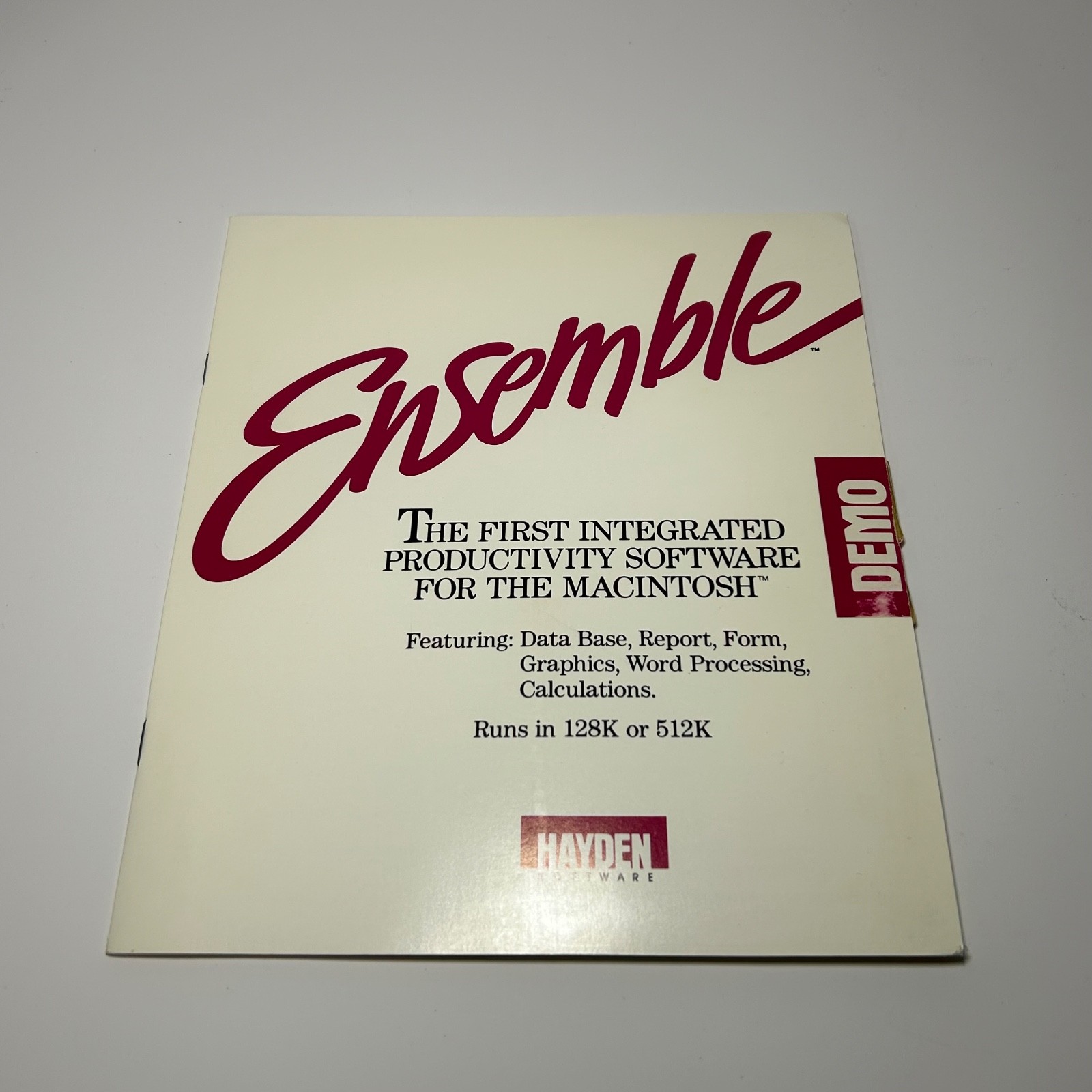 Ensemble for Macintosh Demo Hayden Software 3.5" Floppy Disk 128K 512K