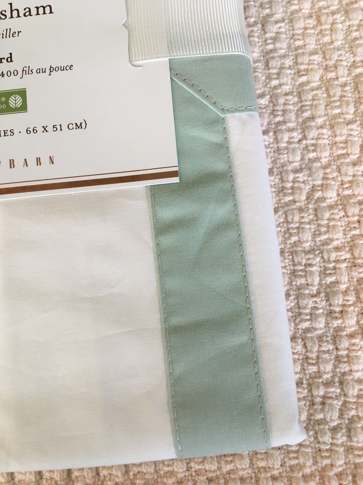 Set/2 Pottery Barn Morgan Standard Shams White/Eucalyptus NWT Gorgeous!!