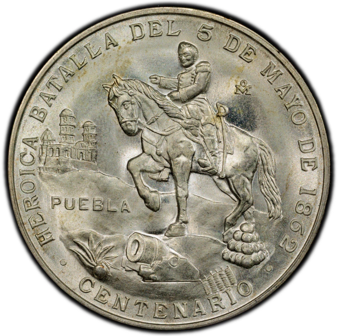 1962-MO MEXICO SILVER-GROVE 800a-“BATTLE OF CINCO DE MAYO” - PCGS MS-67