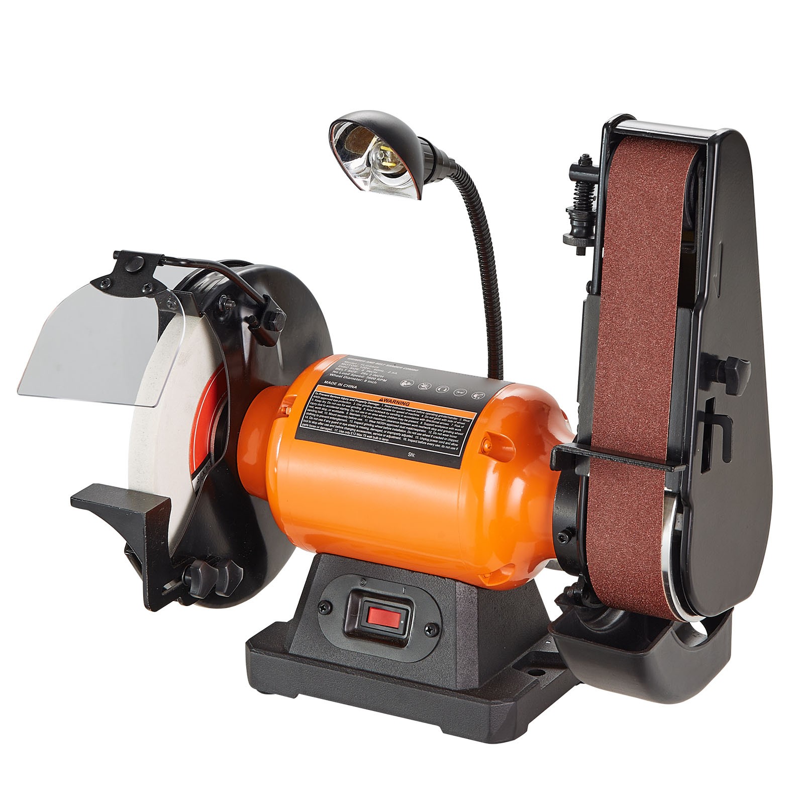 8" Bench Grinder & 2" x 28" Belt Sander Combo, 2.5A Motor, Orange