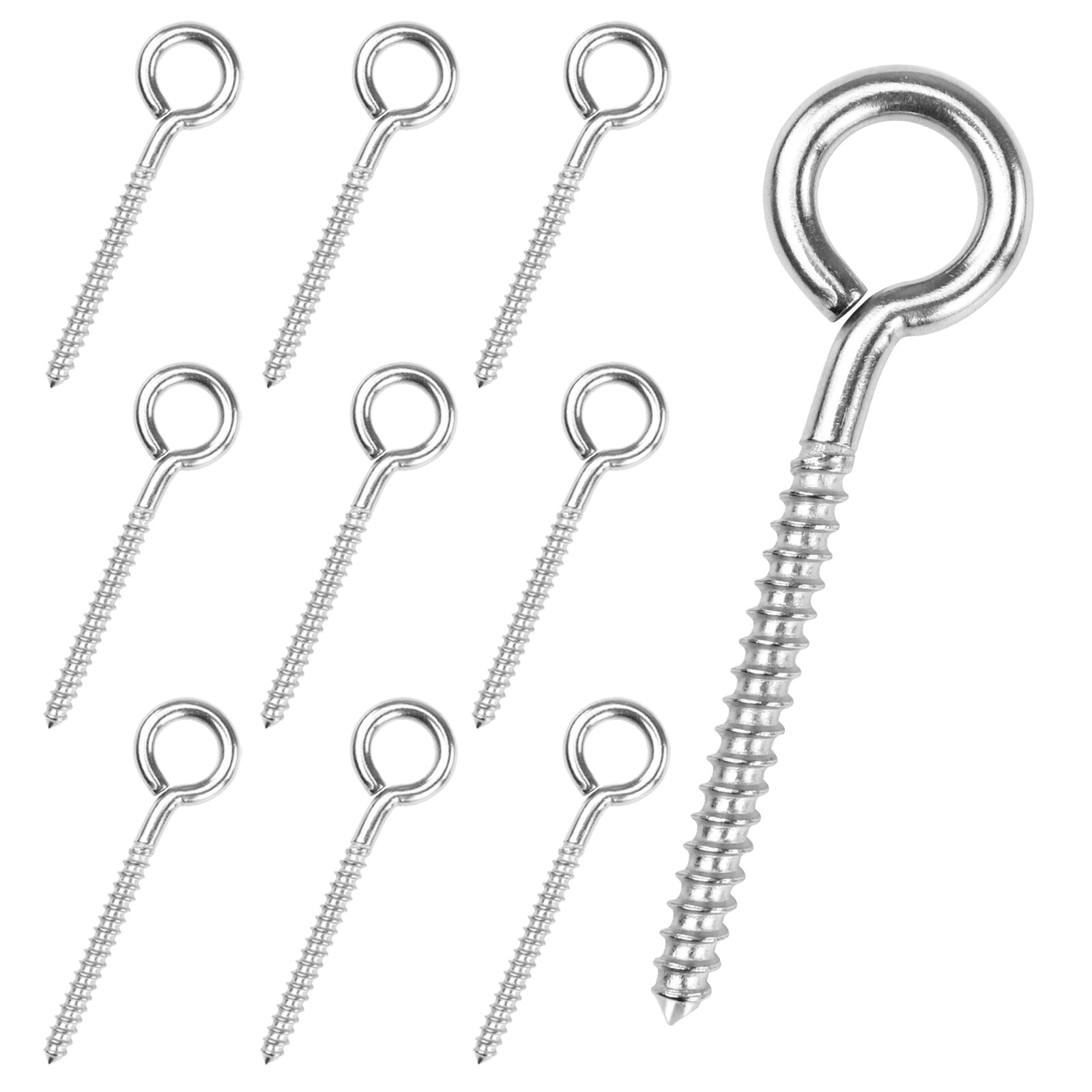 Muzata 3.3Inch M6 Screw Eye Hooks Stainless Steel Heavy Duty Screw CR18