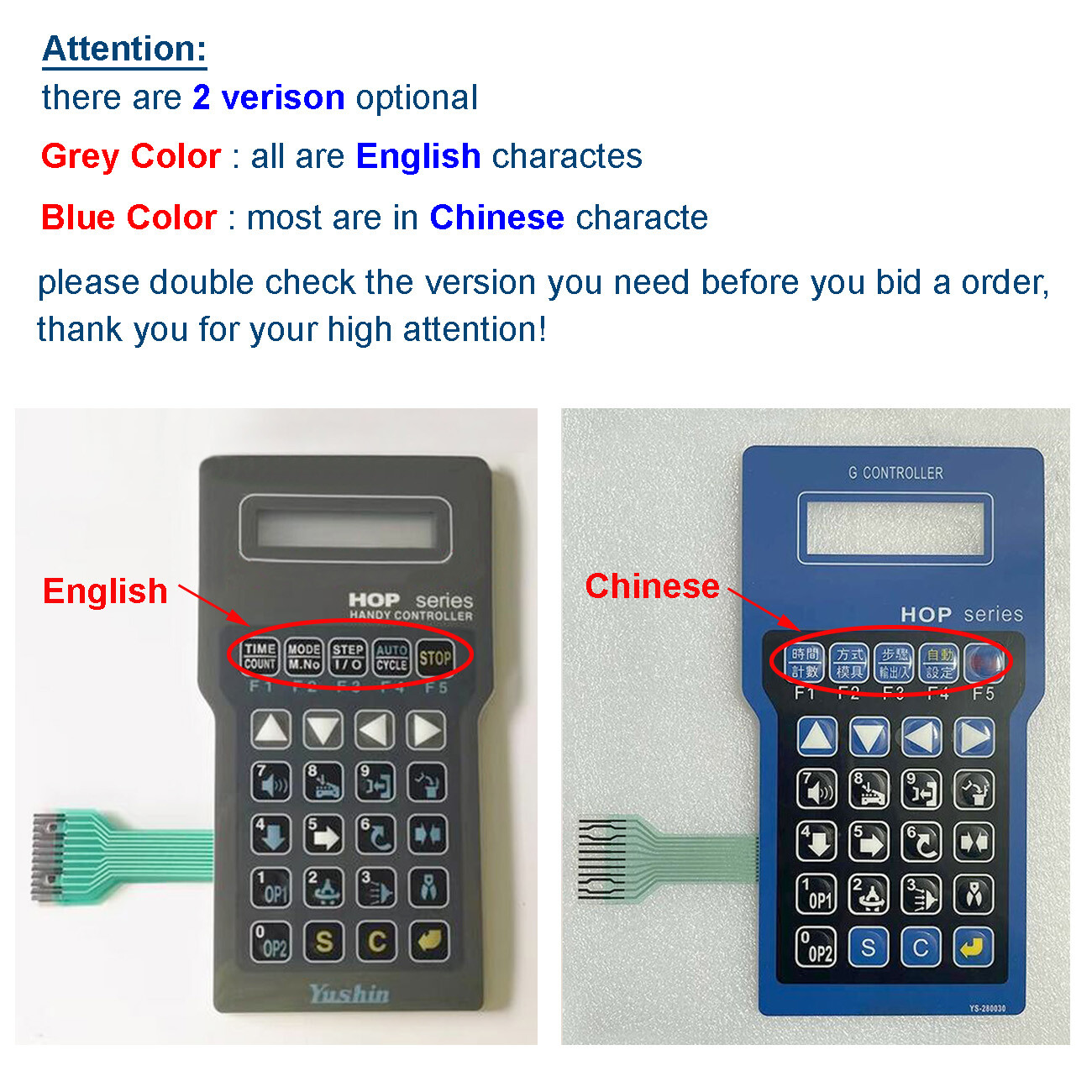 Membrane Keypad Fit for YUSHIN G CONTROLLER HOP Series YS-280030 Button FilmFoil