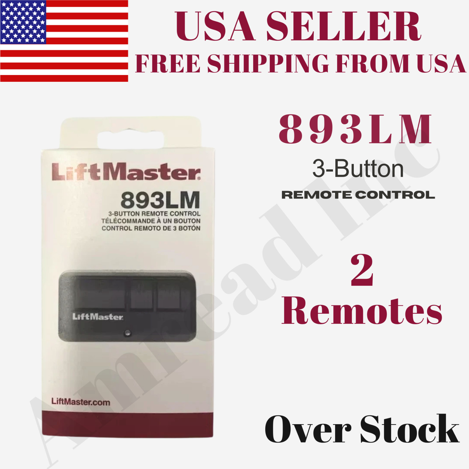 2 Pack LiftMaster 893LM Remotes | Security+ 2.0 Garage Door Opener Controls
