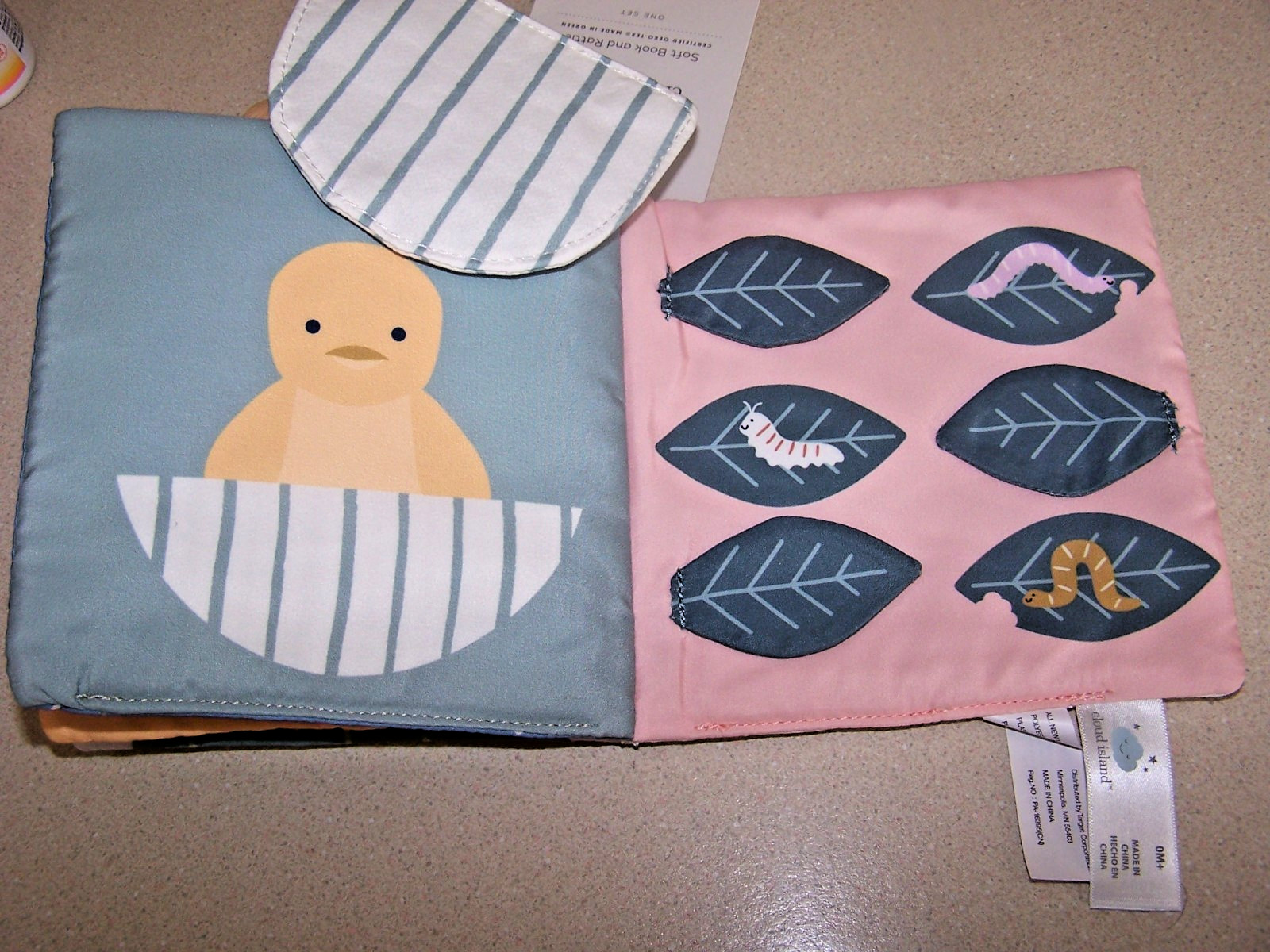 CLOUD ISLAND Soft Interactive Book CATERPILLAR Fabric Baby Toy Sensory Dev.