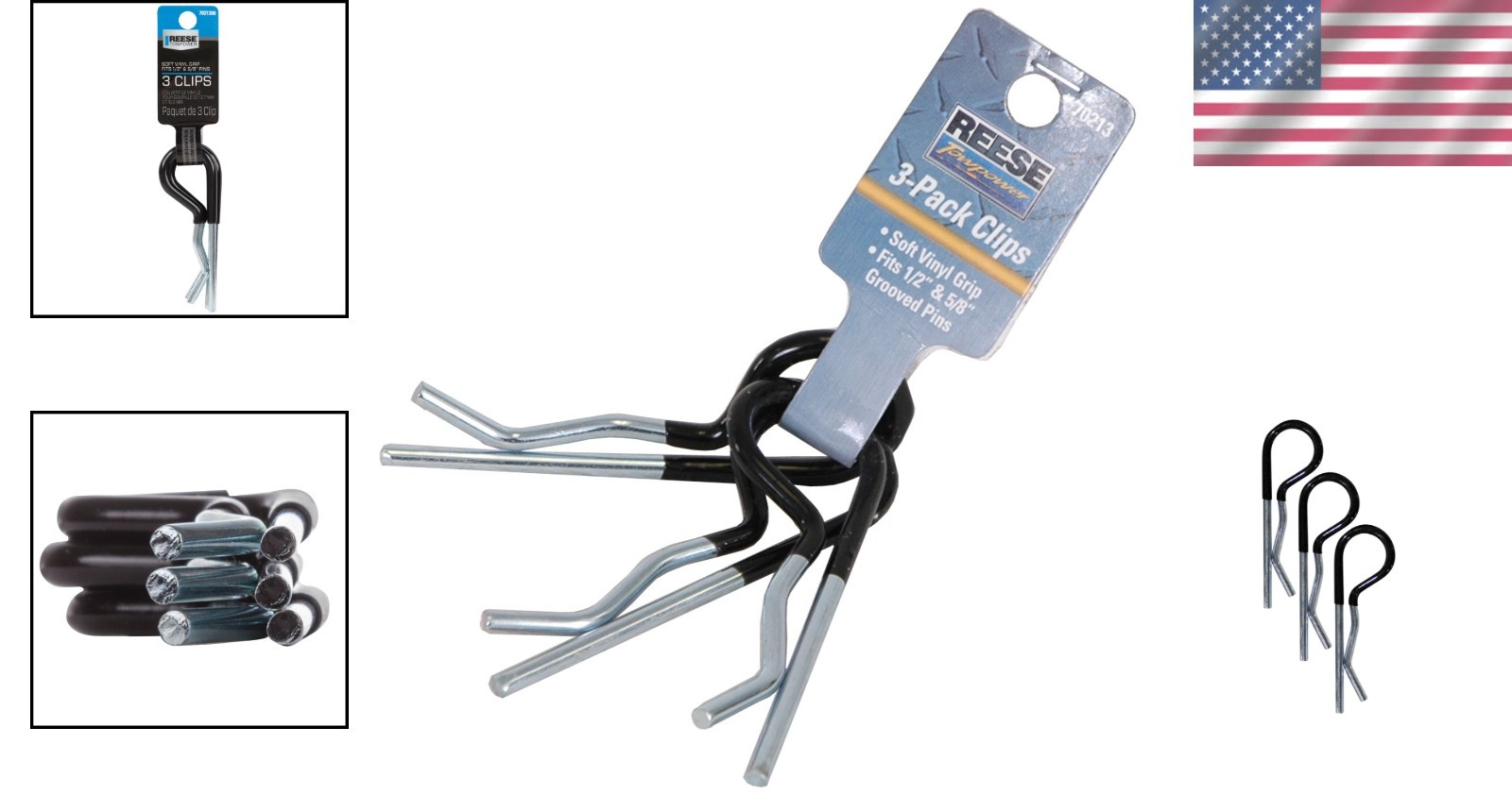 Towpower Trailer Hitch Cotter Pin Set - 3-Pack with Ergonomic Comfort Grip