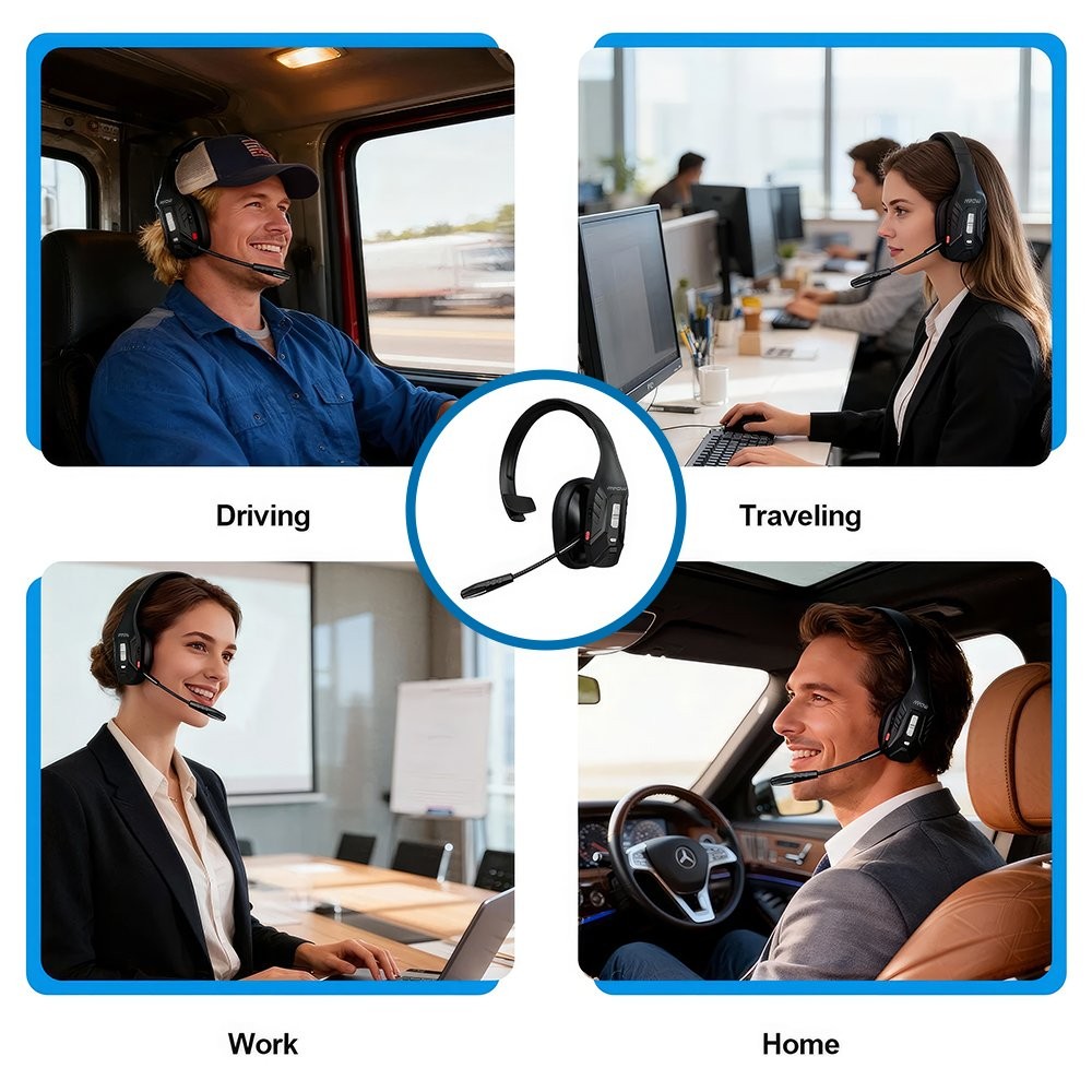 Mpow DH10 Bluetooth Wireless Headphone Noise Canceling Over Head Trucker Headset