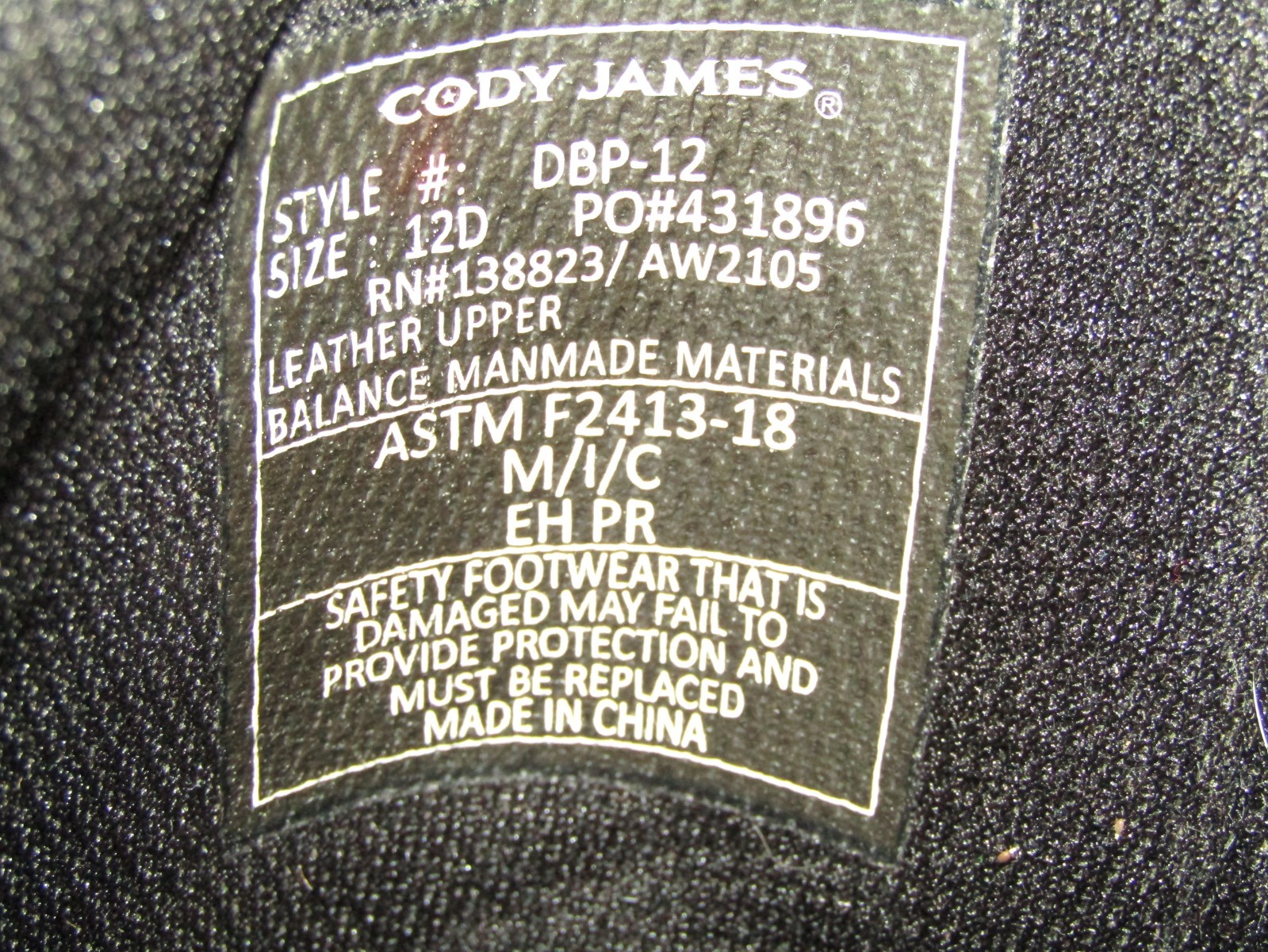 Cody James DBP-12 Decimator Comp Toe Work Boots Men’s Size 12 D