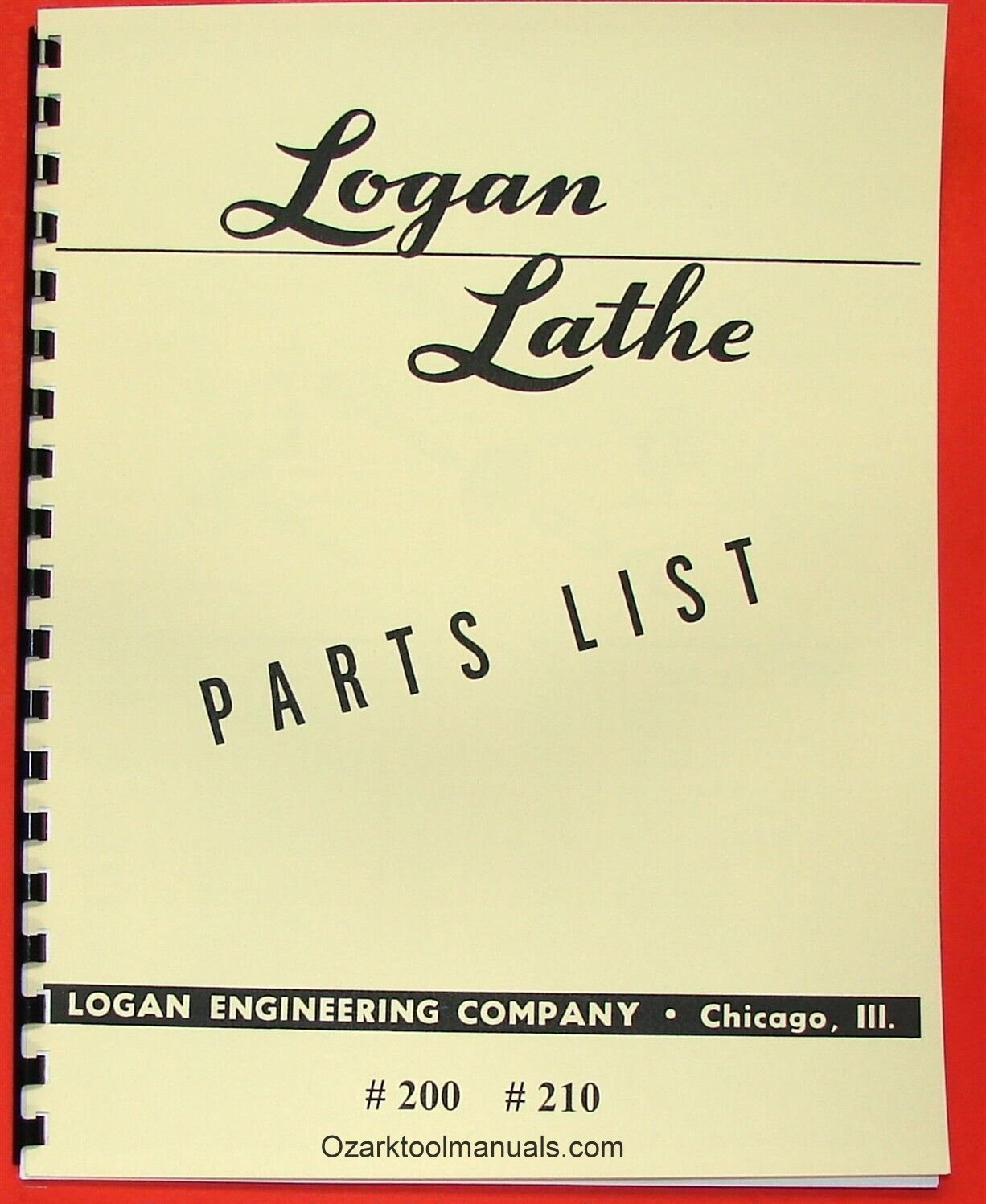 LOGAN 10" Metal Lathe #200, #210 Parts Manual 0446