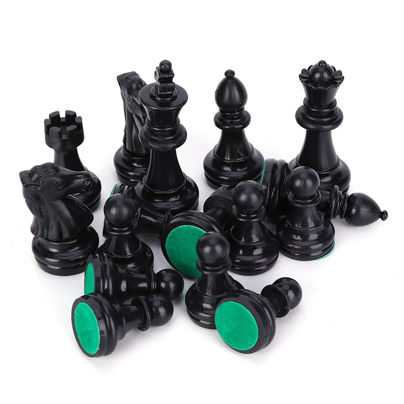 Plastic Chessmen Set International Chess Game Complete Chessmen Set Black&&White