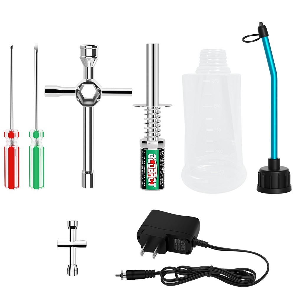 Nitro RC Car Starter Kit - Glow Plug Igniter, Charger, Fuel Bottle for 1/8 1/10