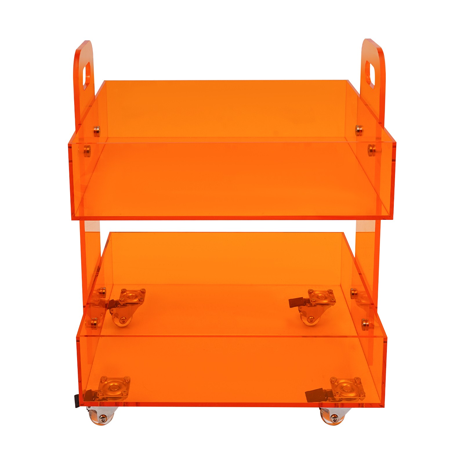 Acrylic Side Table Free Standing Storage Rack with Wheels Modern Bedside Table