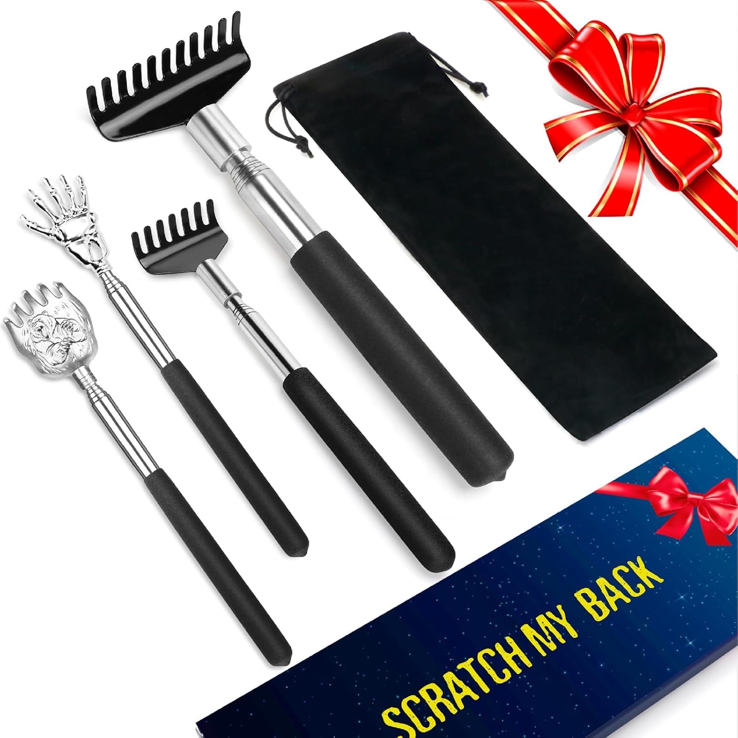 Back Scratcher 4 Pack Telescoping for Adults Seniors Non Slip
