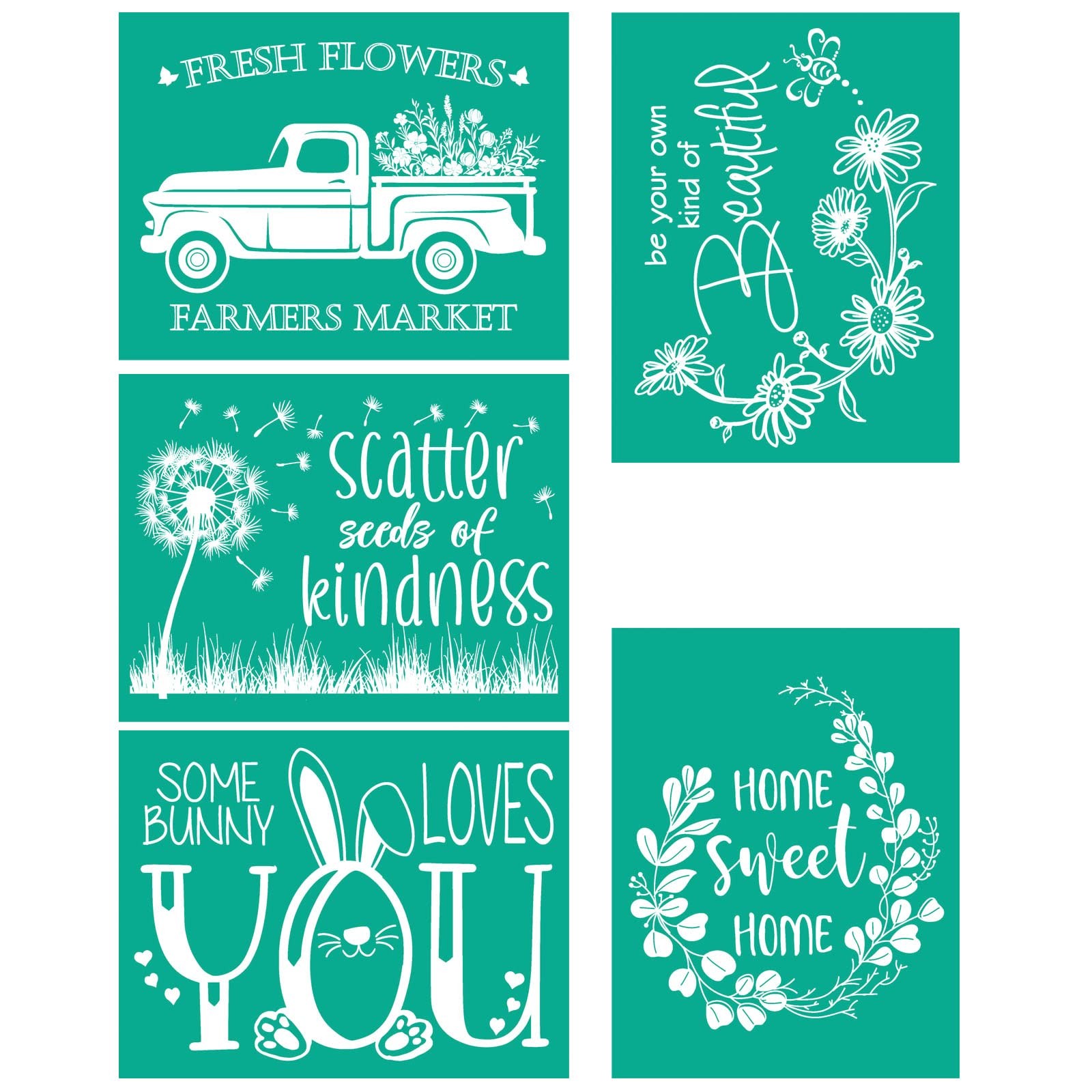 Spring Flowers Farmers Market Screen Stencil, Chalk Paste Screen Transfer, Re...