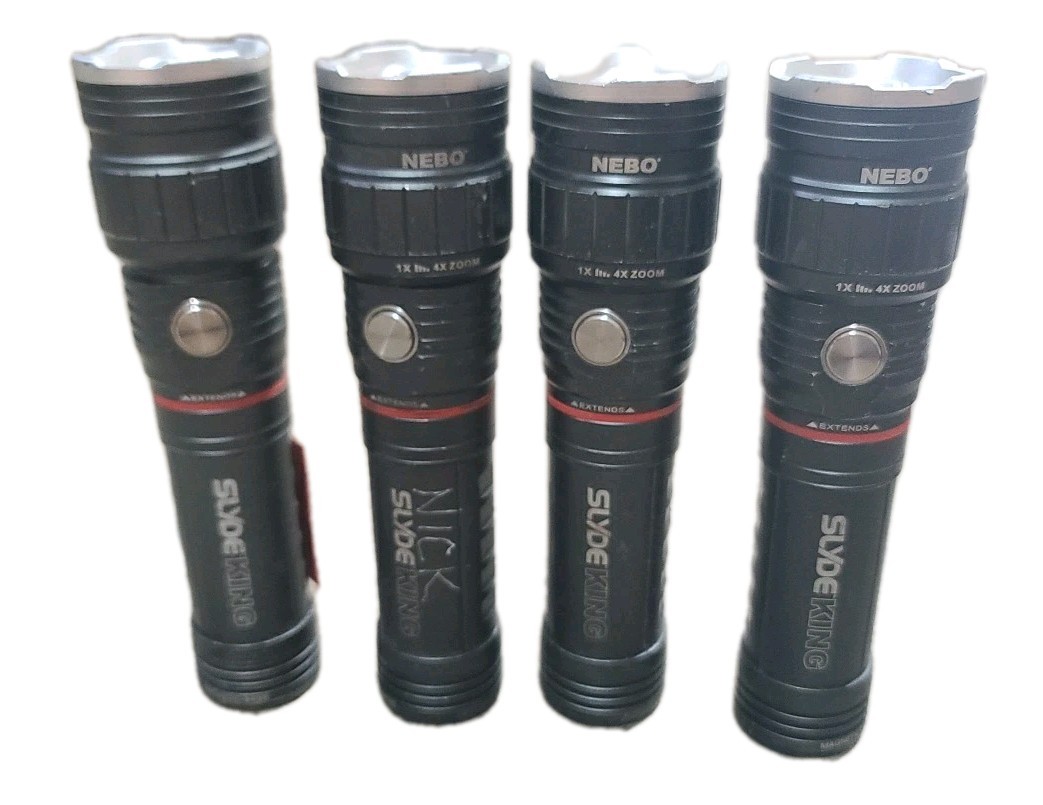 Lot Of 4 NEBO SLYDE KING 4K LED Flashlights No Batteries Untested Parts
