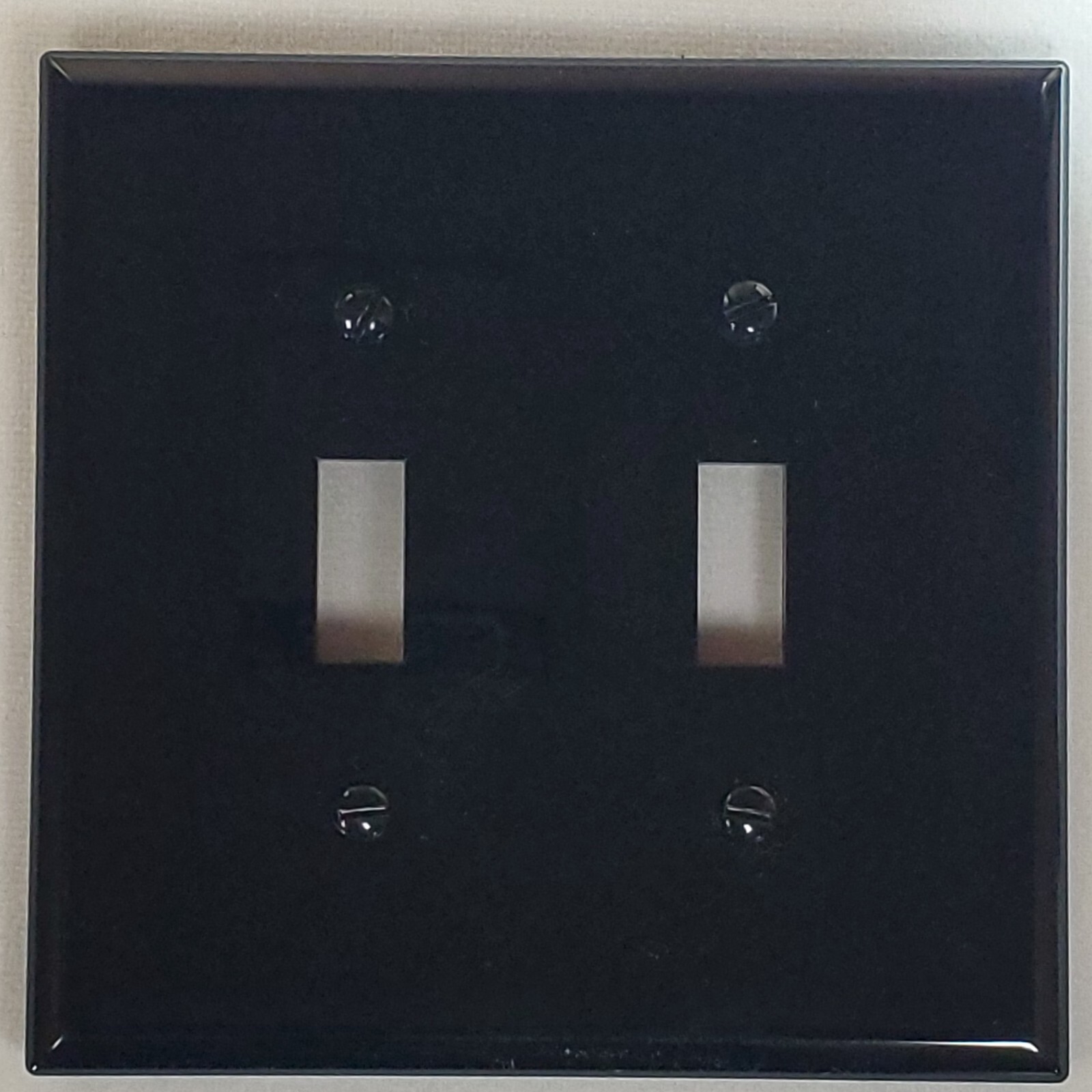 Black Duplex Toggle Switch 2-Gang Unbreakable Mid-Size Wallplate Cooper PJ2BK