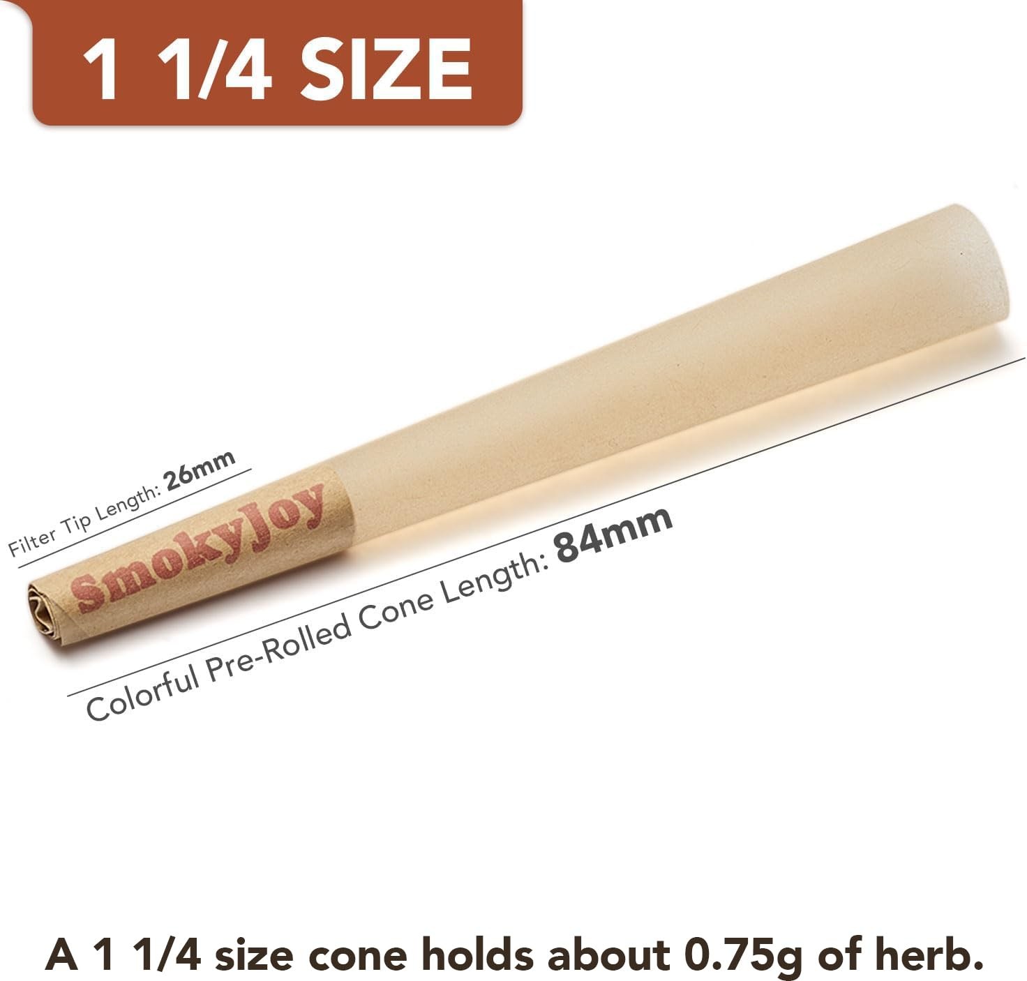 100 Pack Cones Pre Rolling Papers Rolled 1 1/4 Size Paper Cones - Preroll Pre...