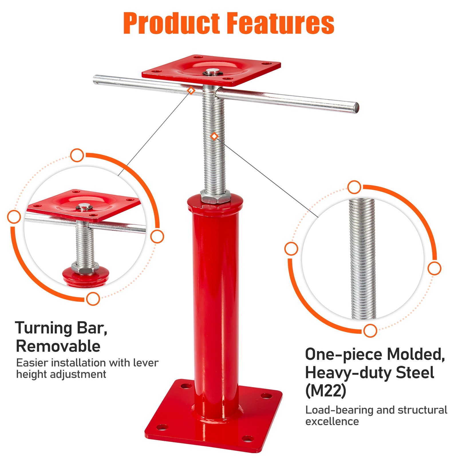 Universal 11"-16"Height Floor House Jacks for Leveling Crawlspace Screw PoleJack