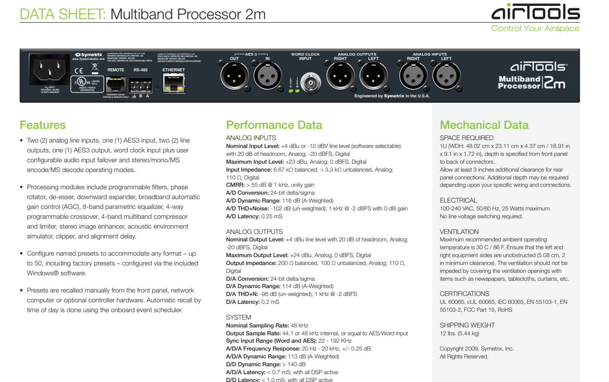 Symetrix 2M Multiband Processor - Excellent Condition With PC Control Software