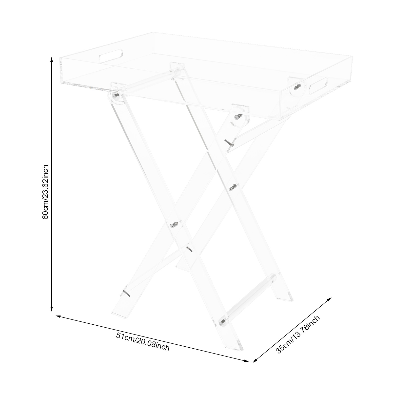 Modern Acrylic Folding Tray Table Clear End Table Small Side Table Coffee Table
