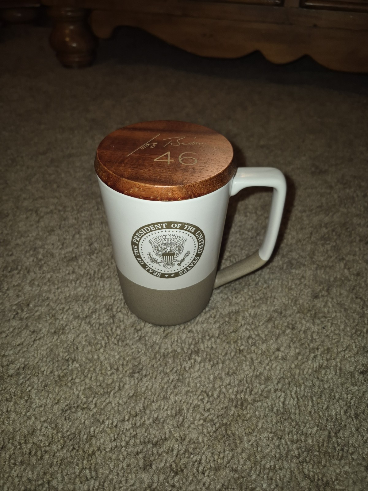 The White House Exclusive - President Joe Biden Coffee Mug with Wooden Cap  15oz