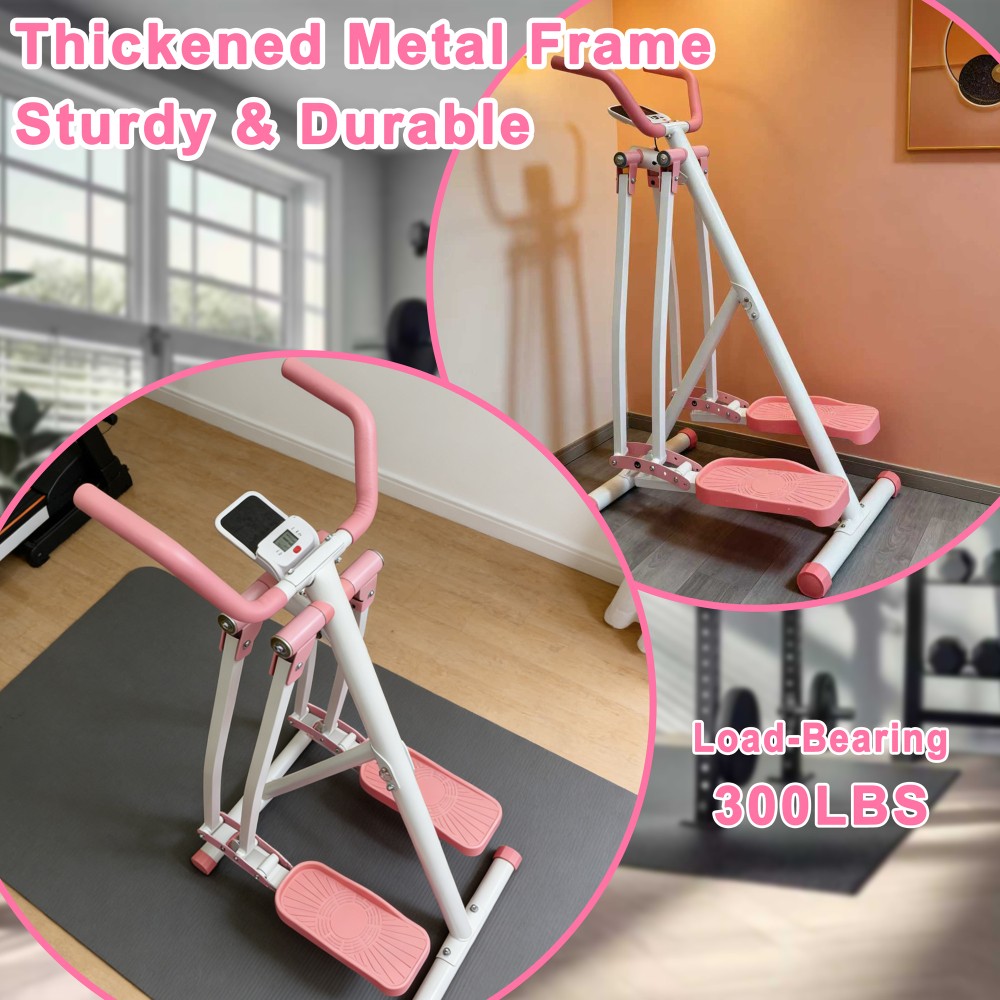 Air Walk Elliptical Glider, Foldable Low-Impact Cardio Cross Trainer, LCD