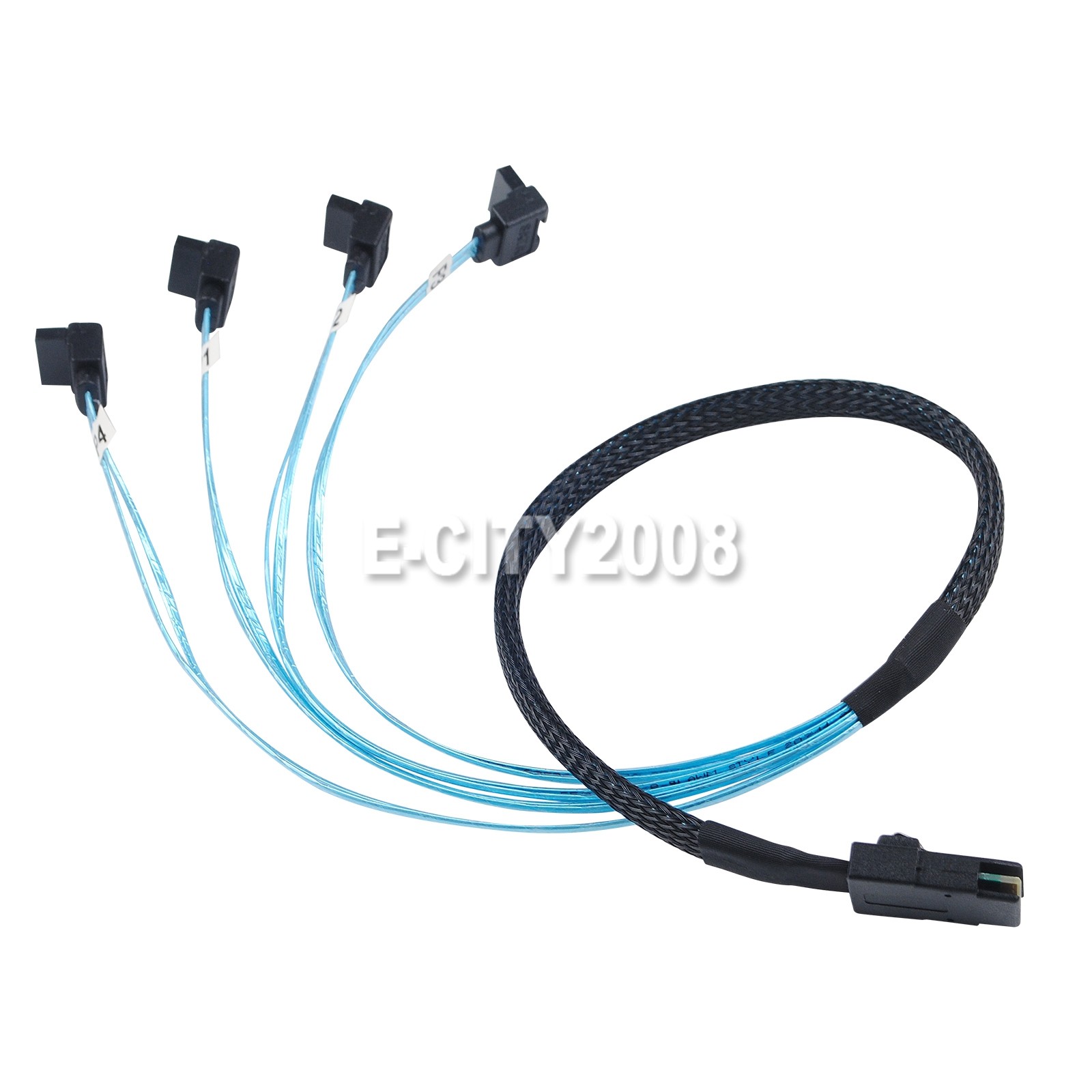 Mini SAS to 90° 4 SATA SFF-8087 Multi-Lane Forward Breakout Splitter Cable