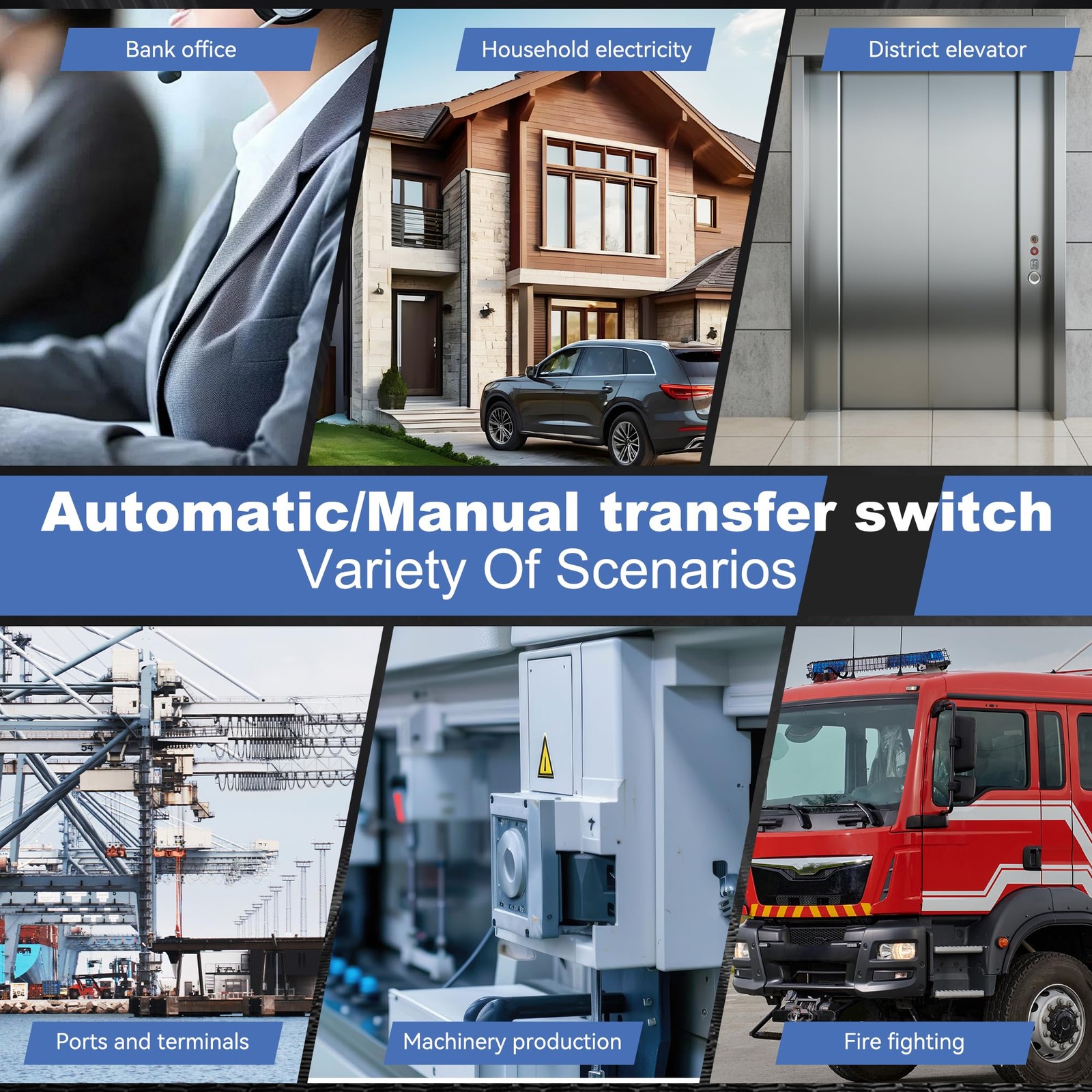 100Amp 220V AC Dual Power Automatic Transfer Switch, ATS 4P Manual...