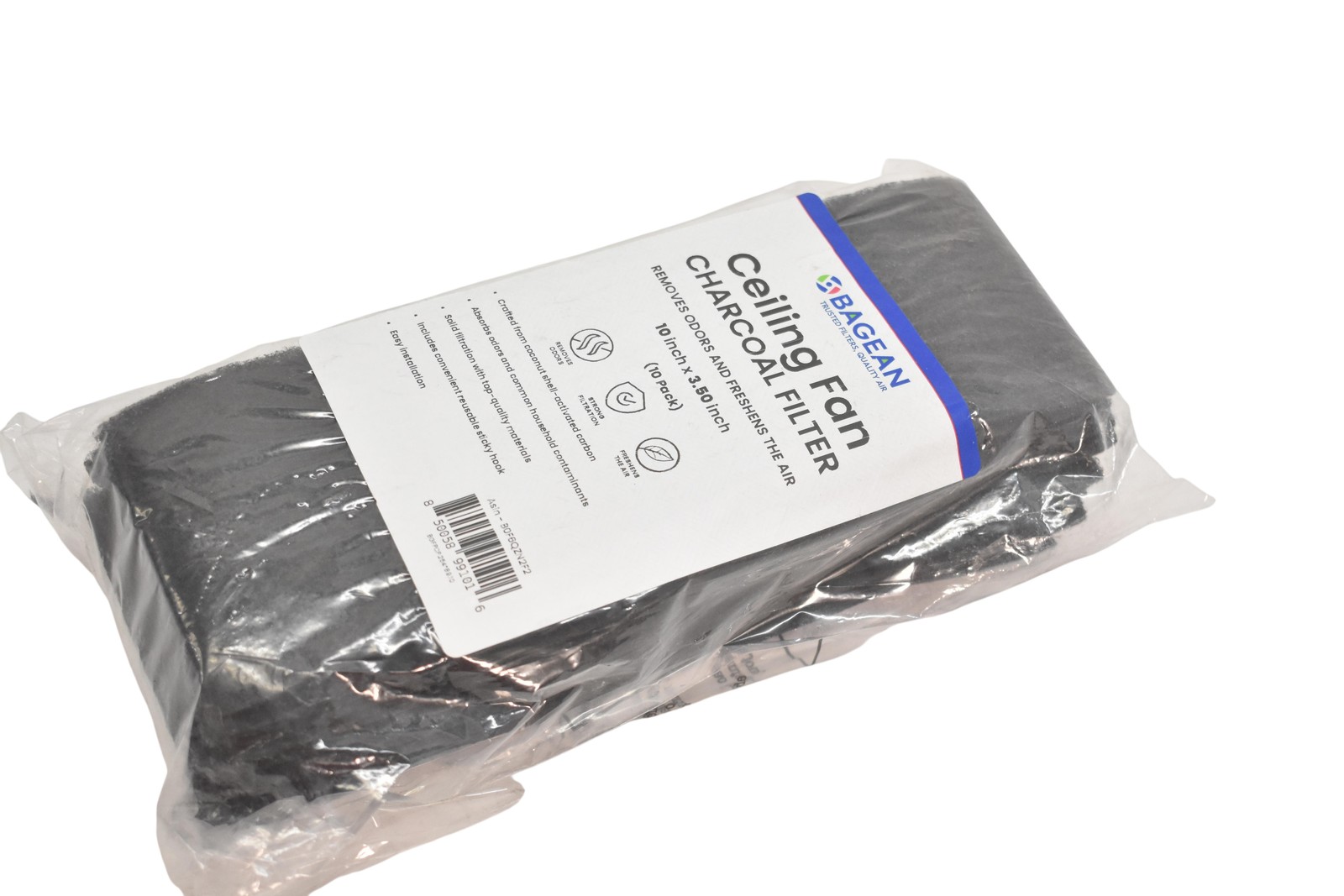 Bagean Ceiling Fan Blades Charcoal Filter 10in X 3.5in Black 10 Pack Indoor