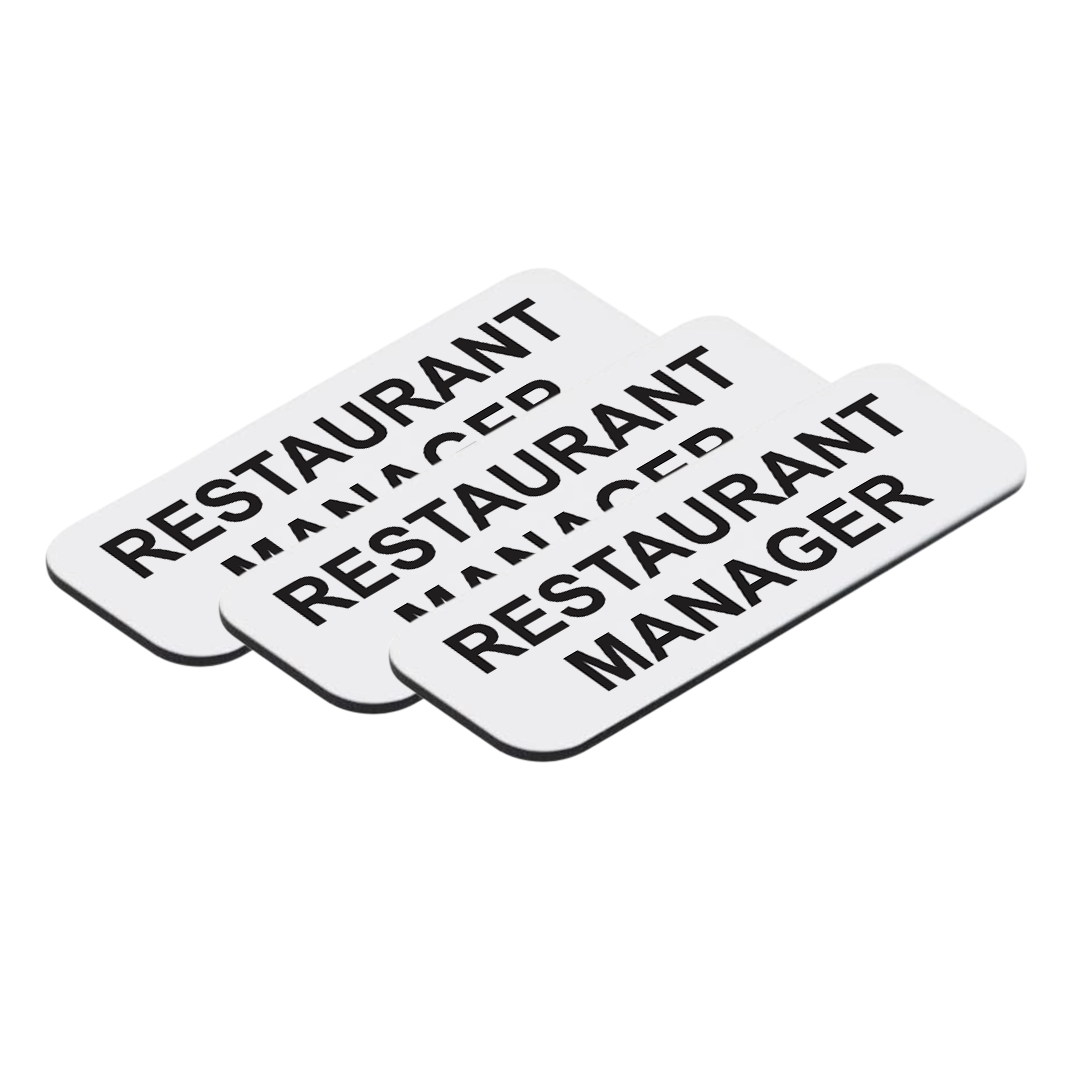 Restaurant Manager 1 x 3" Name Tag/Badge, (3 Pack)