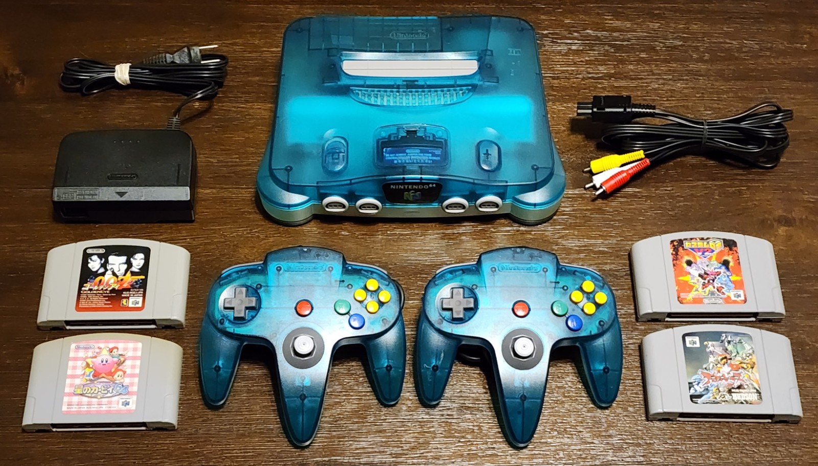 Nintendo 64 Funtastic Ice Blue N64 Region Free + Cables + Controllers + 4 Games