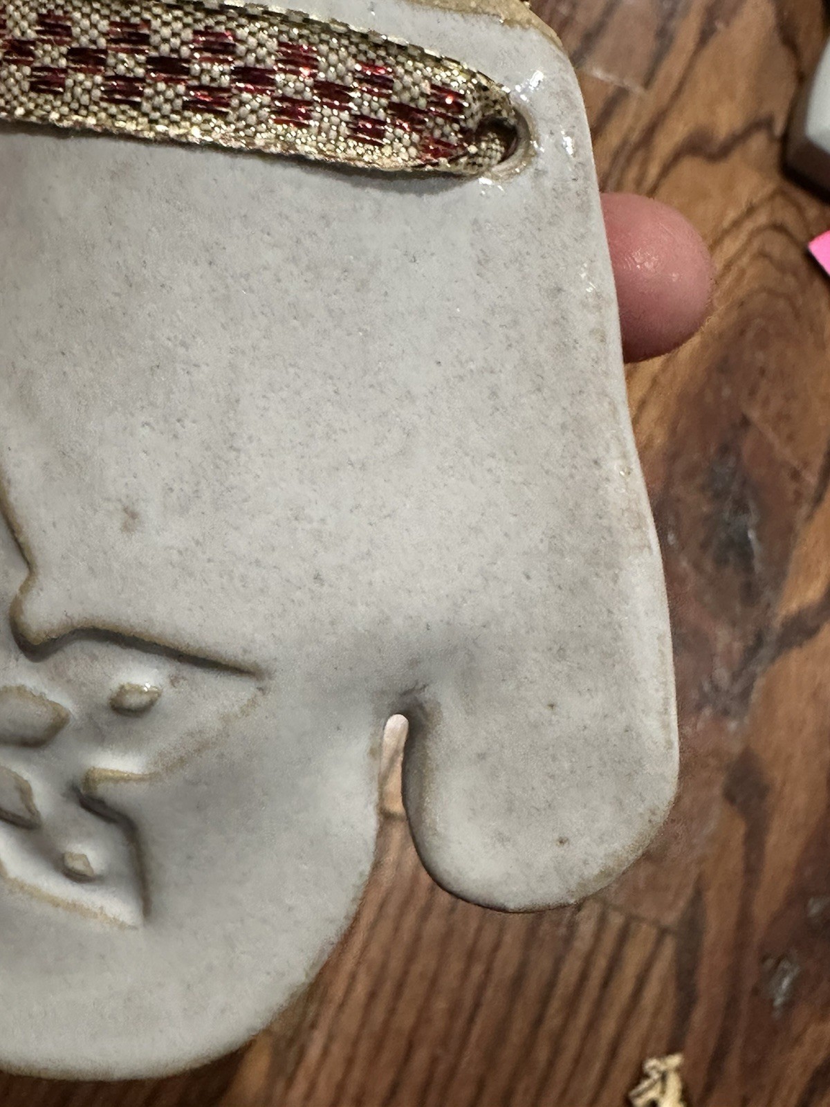 Ceramic Mitten Wall Pocket Hanging Christmas Decor Singed PC