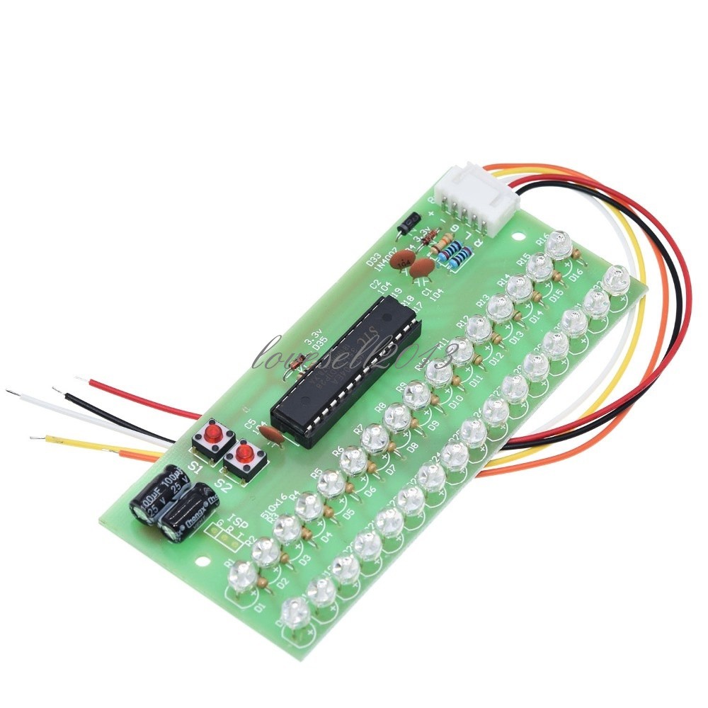 Dual Channel MCU Adjustable Display Pattern LED VU Meter Level Indicator 16 LED