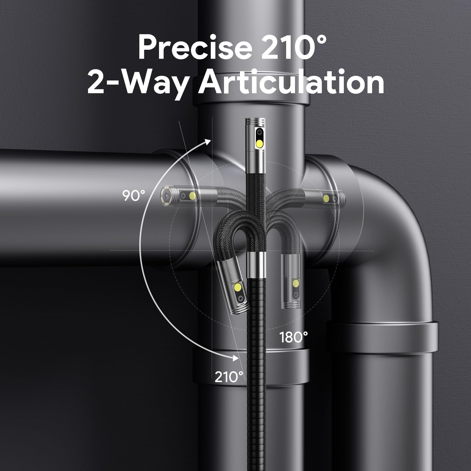 DEPSTECH Dual Lens Borescope Camera with Light, Two-Way Articulating Borescop...