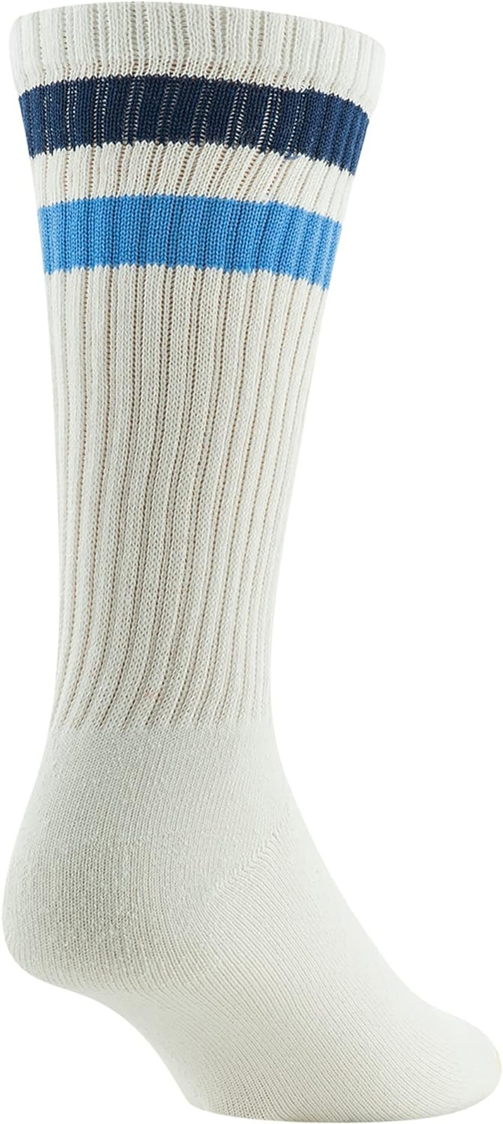 Mens 656S Cotton Crew Athletic Socks Multipairs Stripe White/Light Blue Asso...