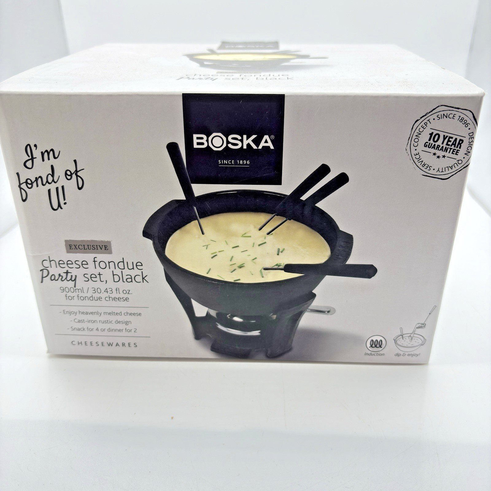 Boska Cast Iron Cheese Fondue Set Party Pro + 4 Forks Manual 30.43oz New