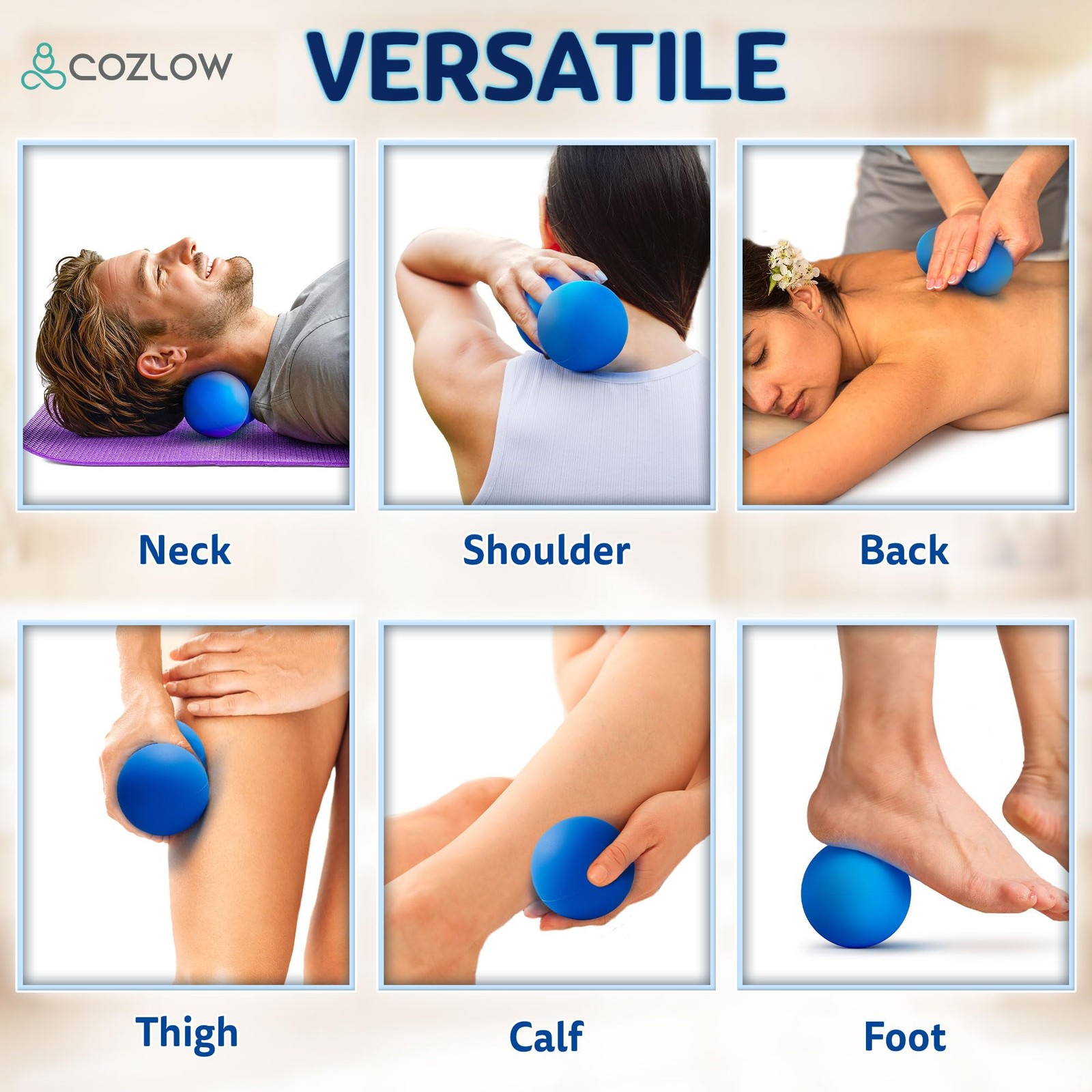 Double Lacrosse Massage Ball - Cobalt Blue - Peanut Trigger Point Roller for ...