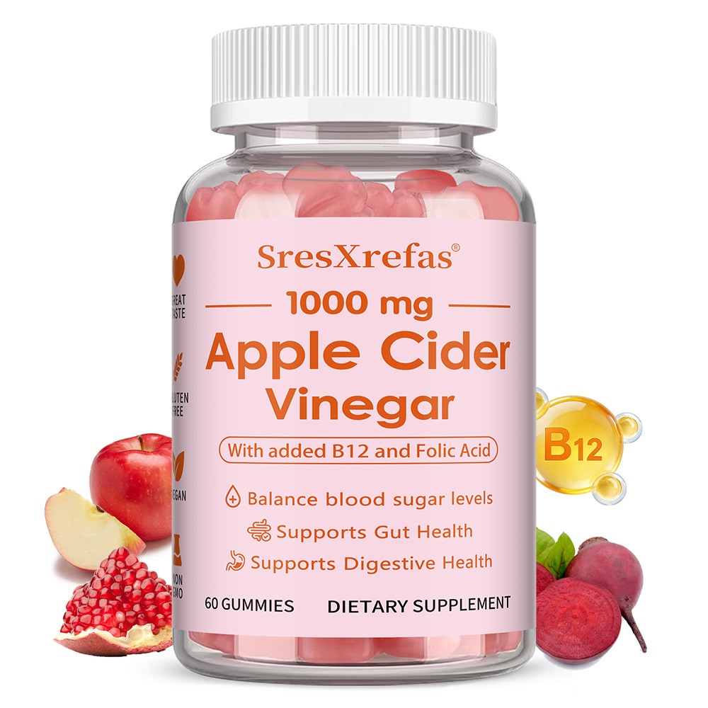 Apple Cider Vinegar Gummy 1000mg Per Serving Vitamin B12 B6 For Energy 60 Gummy