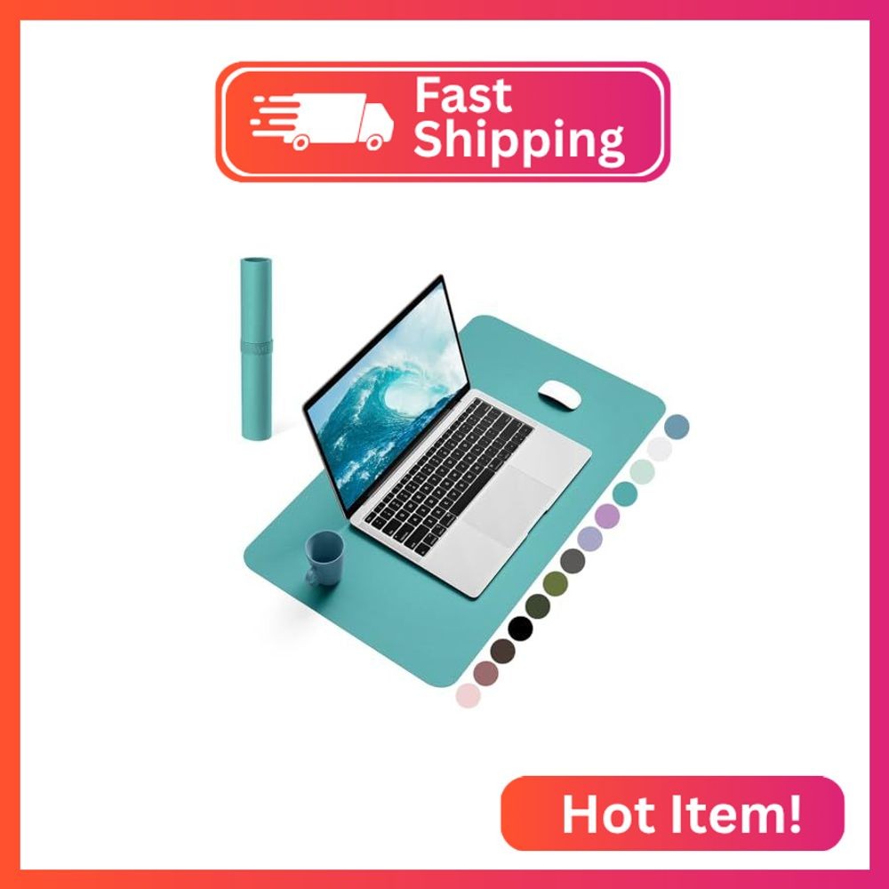 YSAGi Non-Slip Leather Desk Pad, Waterproof Laptop Computer Desk Keyboard Mat, T