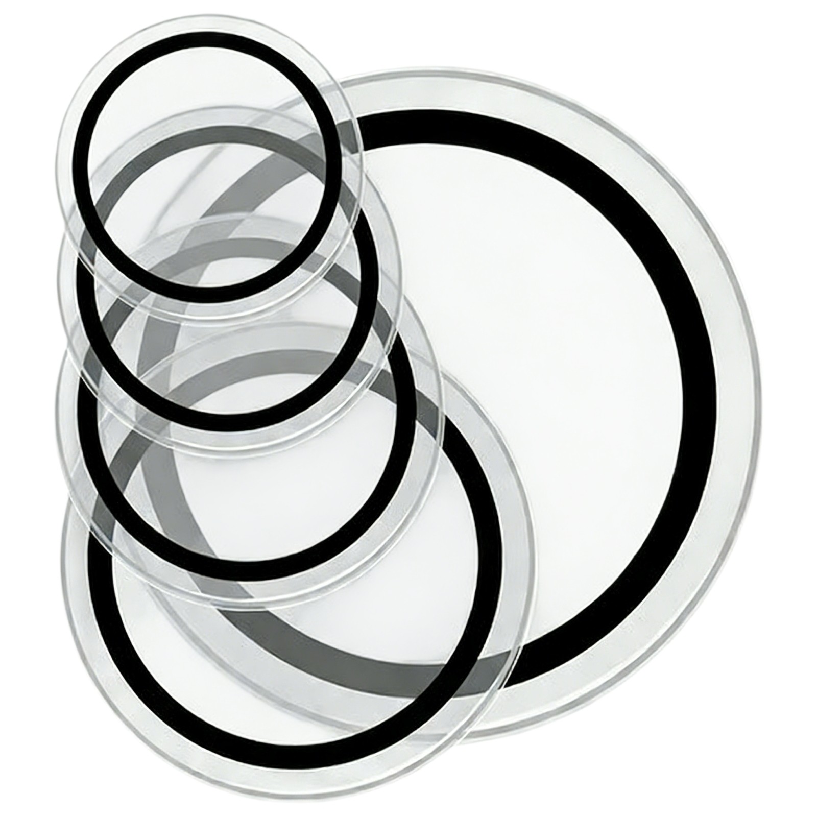 5-Piece Drum Heads Set - 22" 16" 14" 13" 12" PET Film Clear Silent Rim