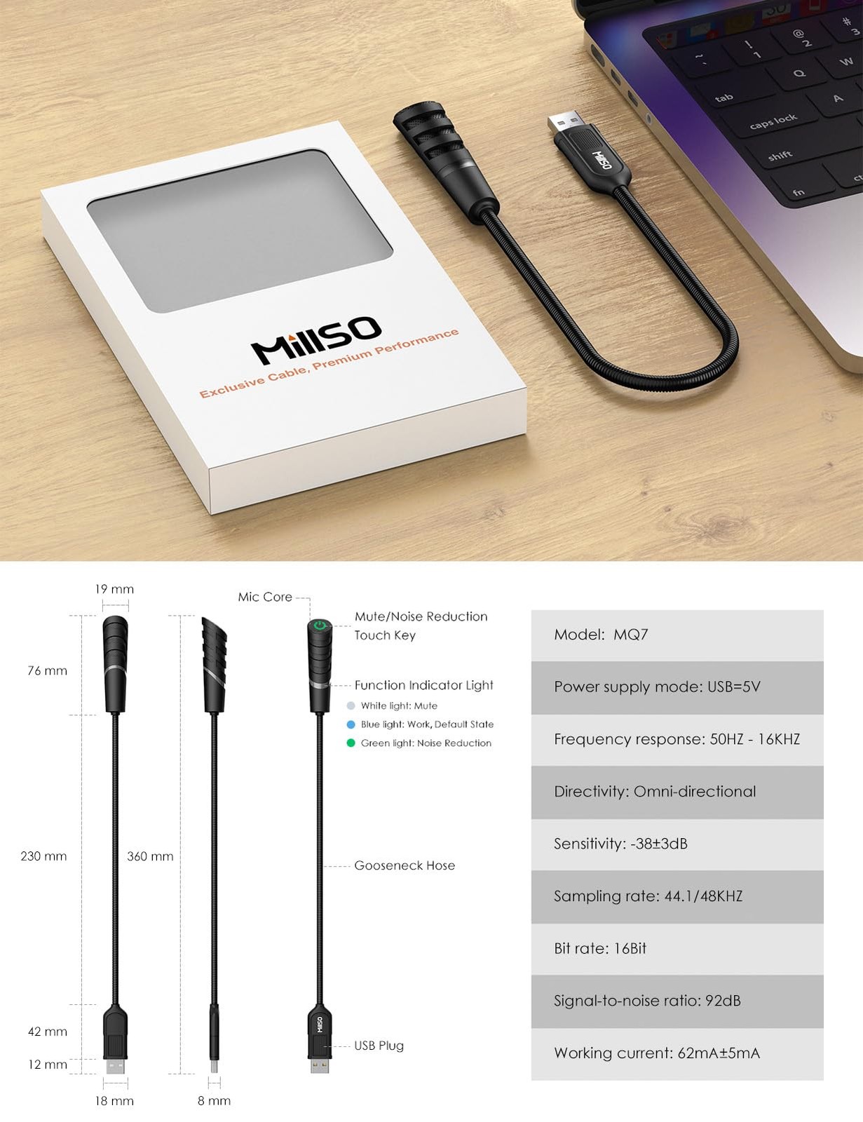 USB Microphone for PC and Laptop, Portable Gooseneck USB Computer Microphone ...