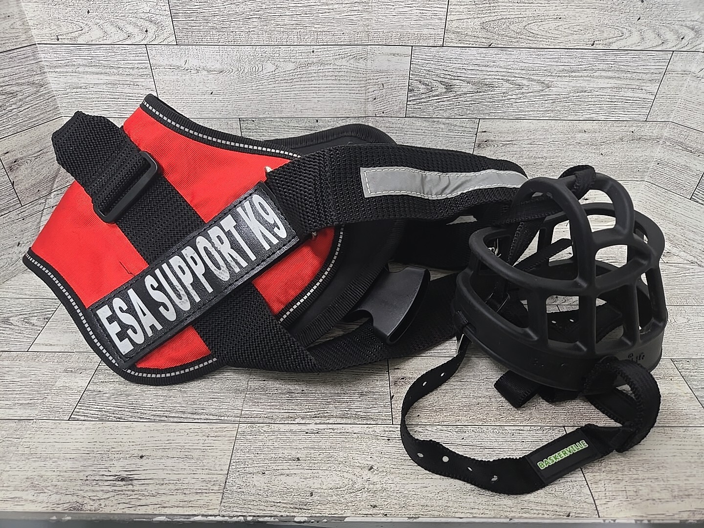 Baskerville Ultra Muzzle Black Size 5 with ESA Support K9 Vest XXL